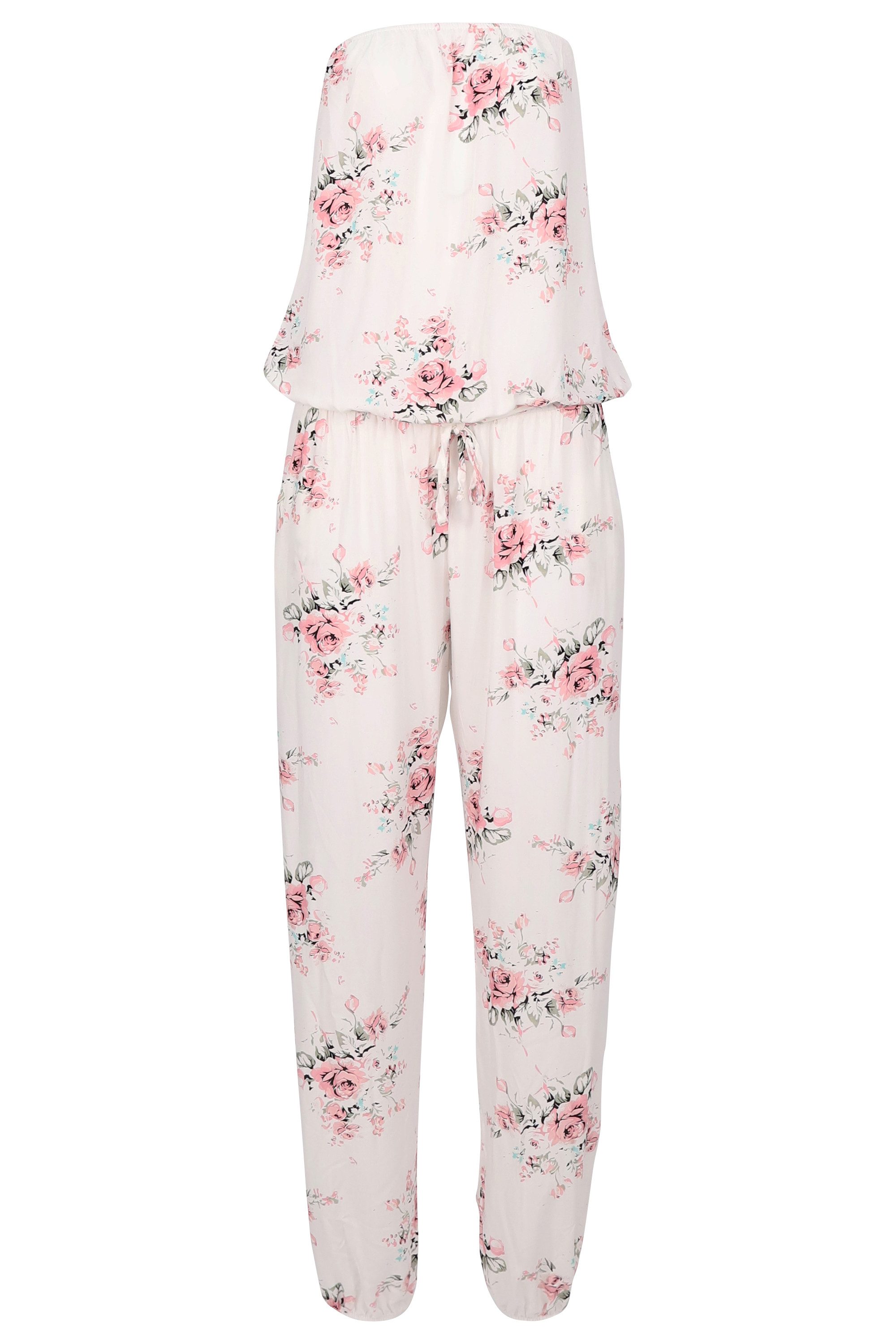 malito more than fashion Jumpsuit malito Damen Einteiler geblümt, Overall mit Stoffgürtel, Jumpsuit mit Stoffgürtel Einheitsgröße