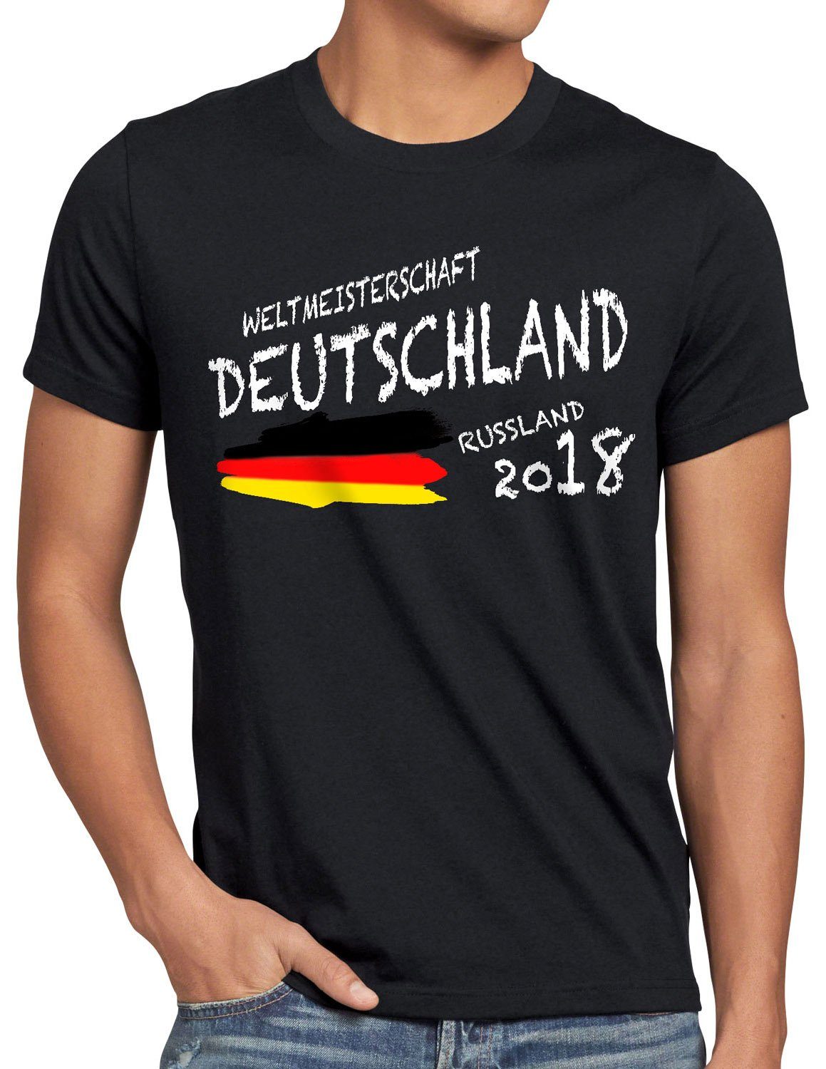 style3 Print-Shirt Herren T-Shirt Europameisterschaft Fussball EM Trikot Fanartikel Deutschland WM schwarz