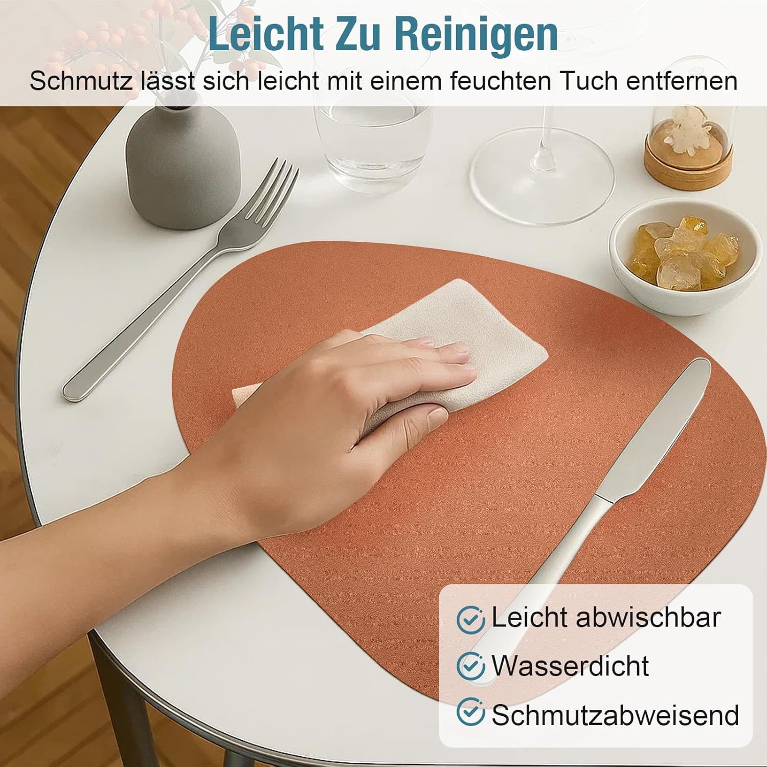 Youyijia Platzset 6er Set Tischset aus Leder-Imitat, Starke rutschfeste – Bild 4 von 5