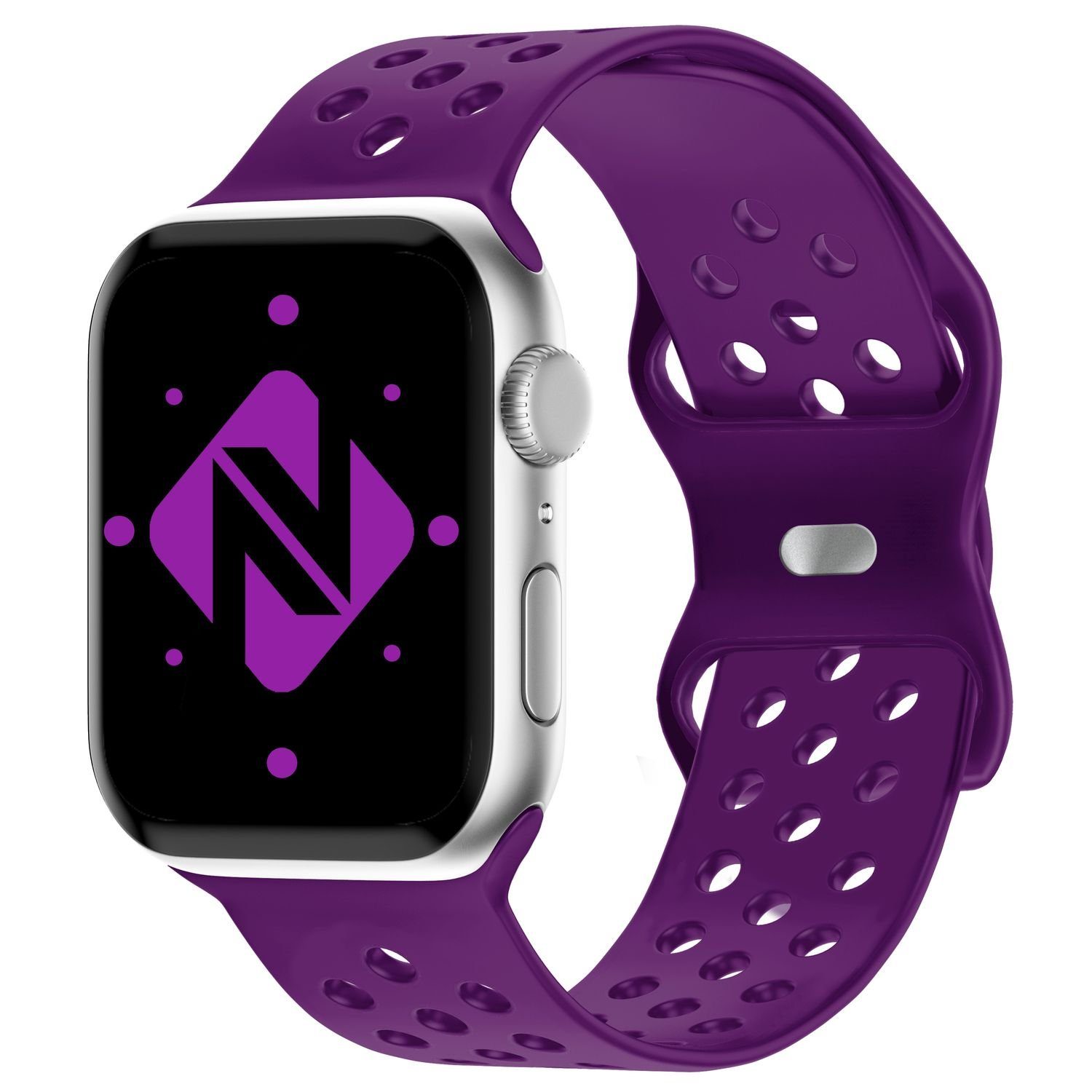 Nalia Smartwatch-Armband Apple Watch 38mm/40mm/41mm, Gelochtes Silikon Ersatzband / für Sport Fitness Uhr / Atmungsaktiv Dunkel Lila | Uhrenarmbänder