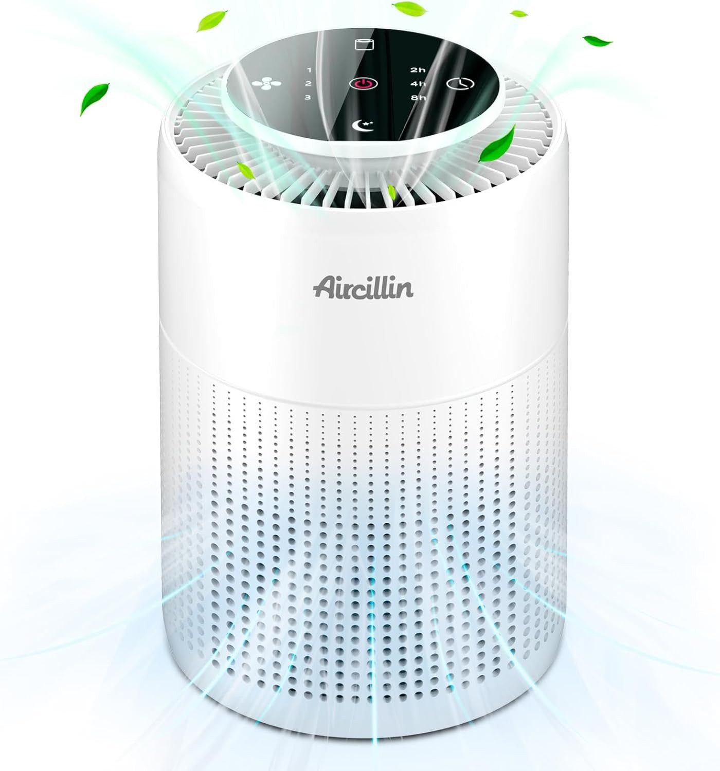Aircillin Luftreiniger mit Aromatherapie, Mit 4-Stufig H13 HEPA Filter, 6W Energiesparend, für 70 m² Räume, 23dB, HEPA filter gegen 99,97% Von Schimmel, Staub, Pollen, Tierhaare
