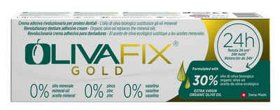 Medosan Zahnpasta Prothesenhaftcreme OlivaFix Gold, mit wertvollem Olivenöl