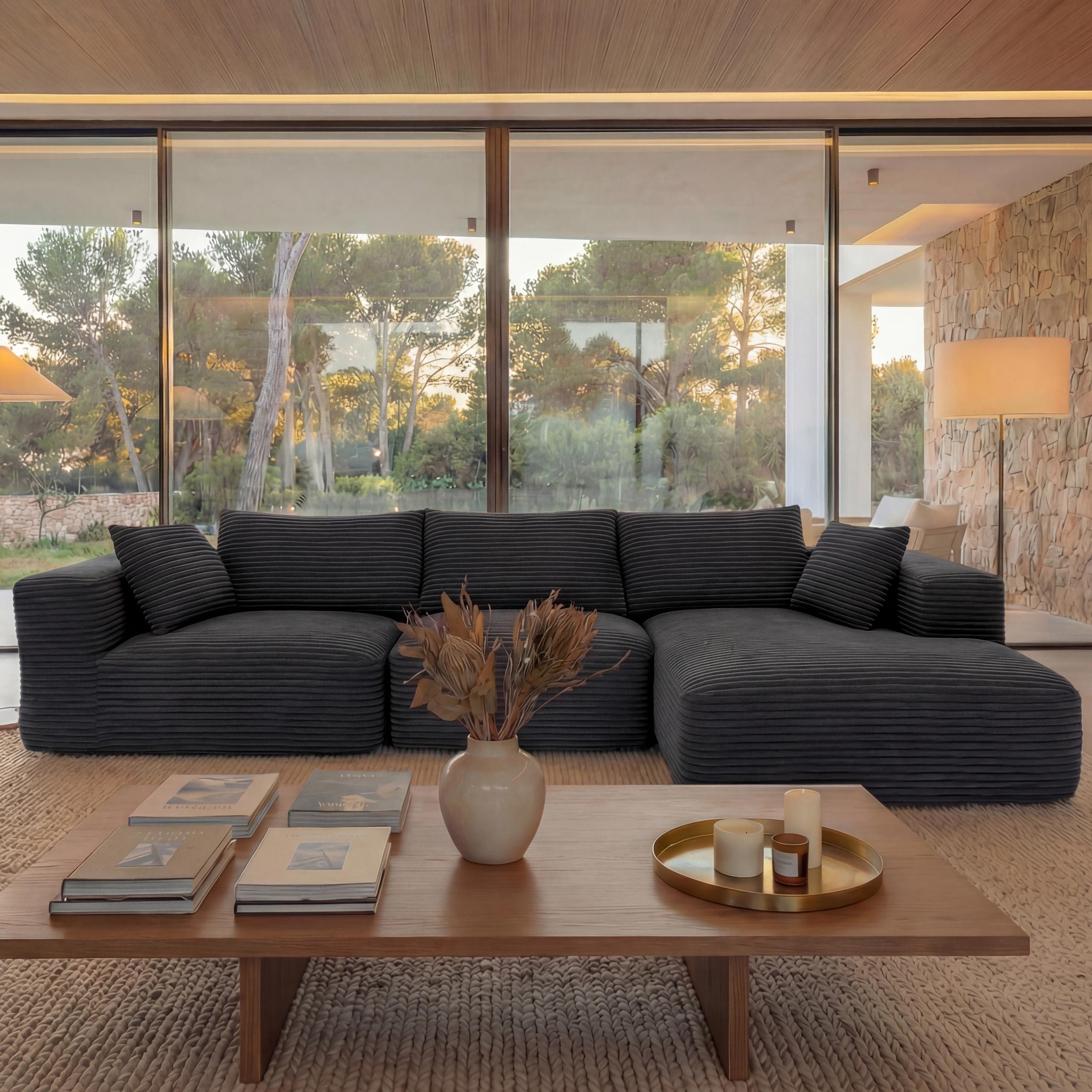 MCW Loungesofa MCW-P20-r, Rutschfeste Unterseite, Polsterung aus Taschenfedern und Schaumstoff
