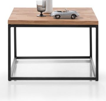 MCA furniture Couchtisch Sakura (Wohnzimmertisch 70x70 cm, mit Metallgestell schwarz), Asteiche massiv, geölt