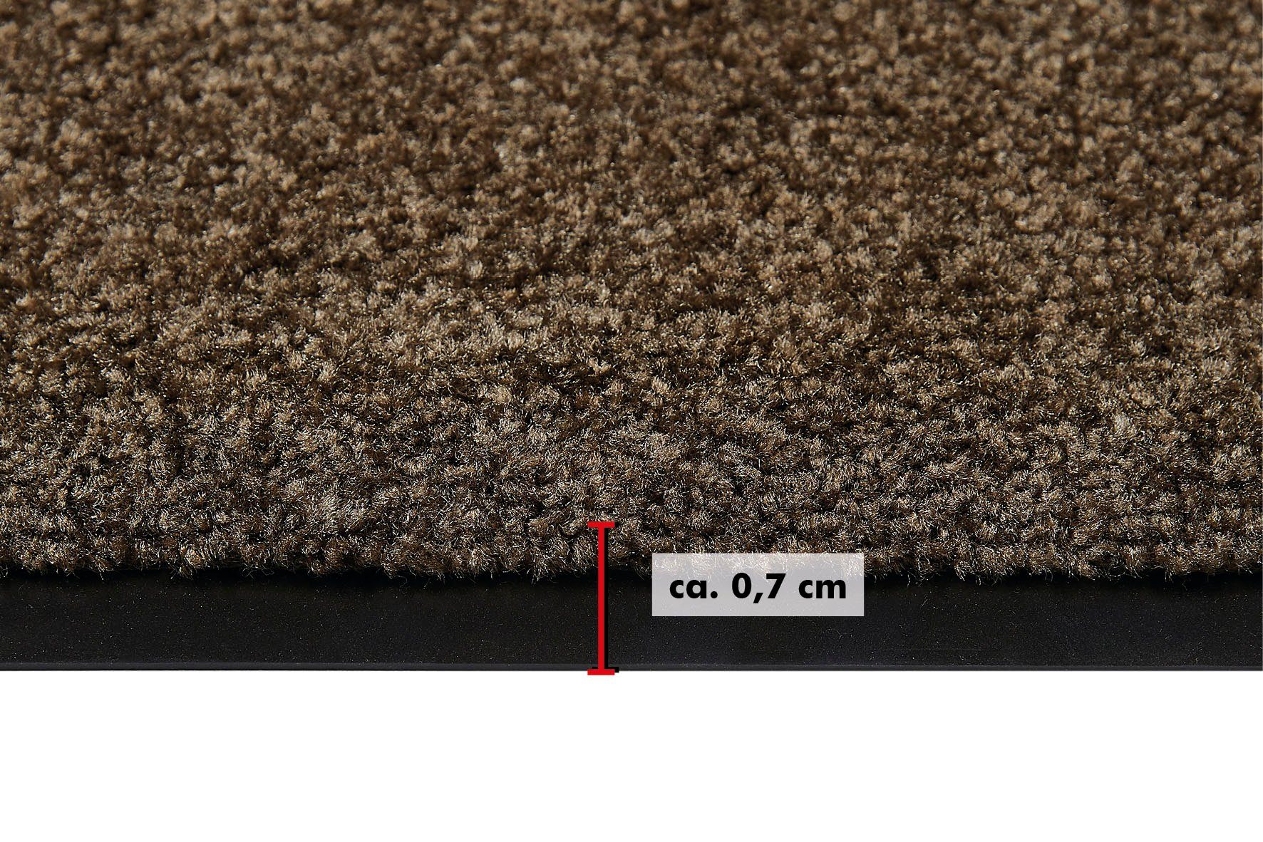 Fußmatte 7 Clean, rutschhemmend, Super mm, Schmutzfangmatte, braun Uni & Wash Andiamo, waschbar &, Herbst Farben, rechteckig, Höhe: