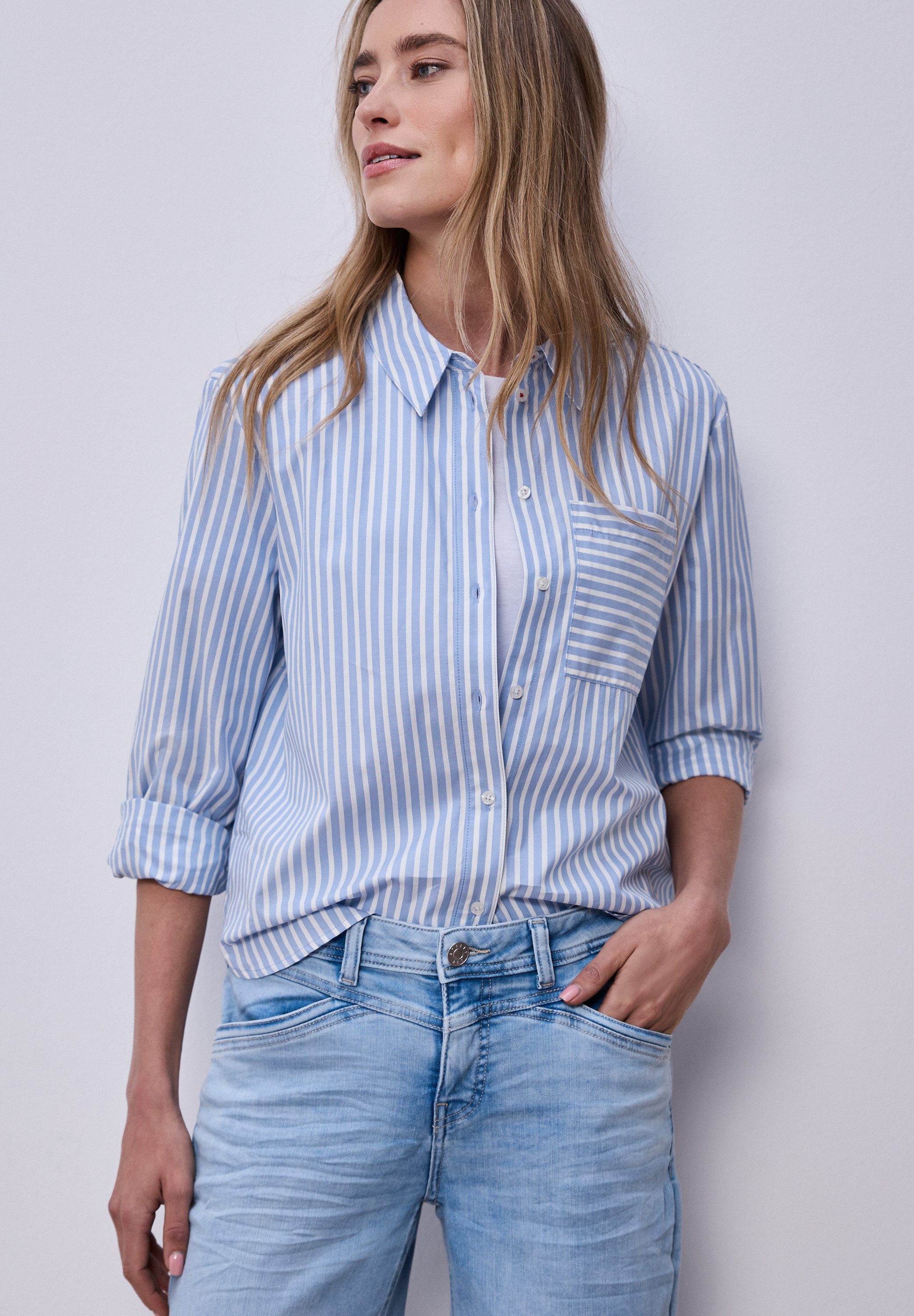 STREET ONE Hemdbluse mit Streifen Muster günstig online kaufen
