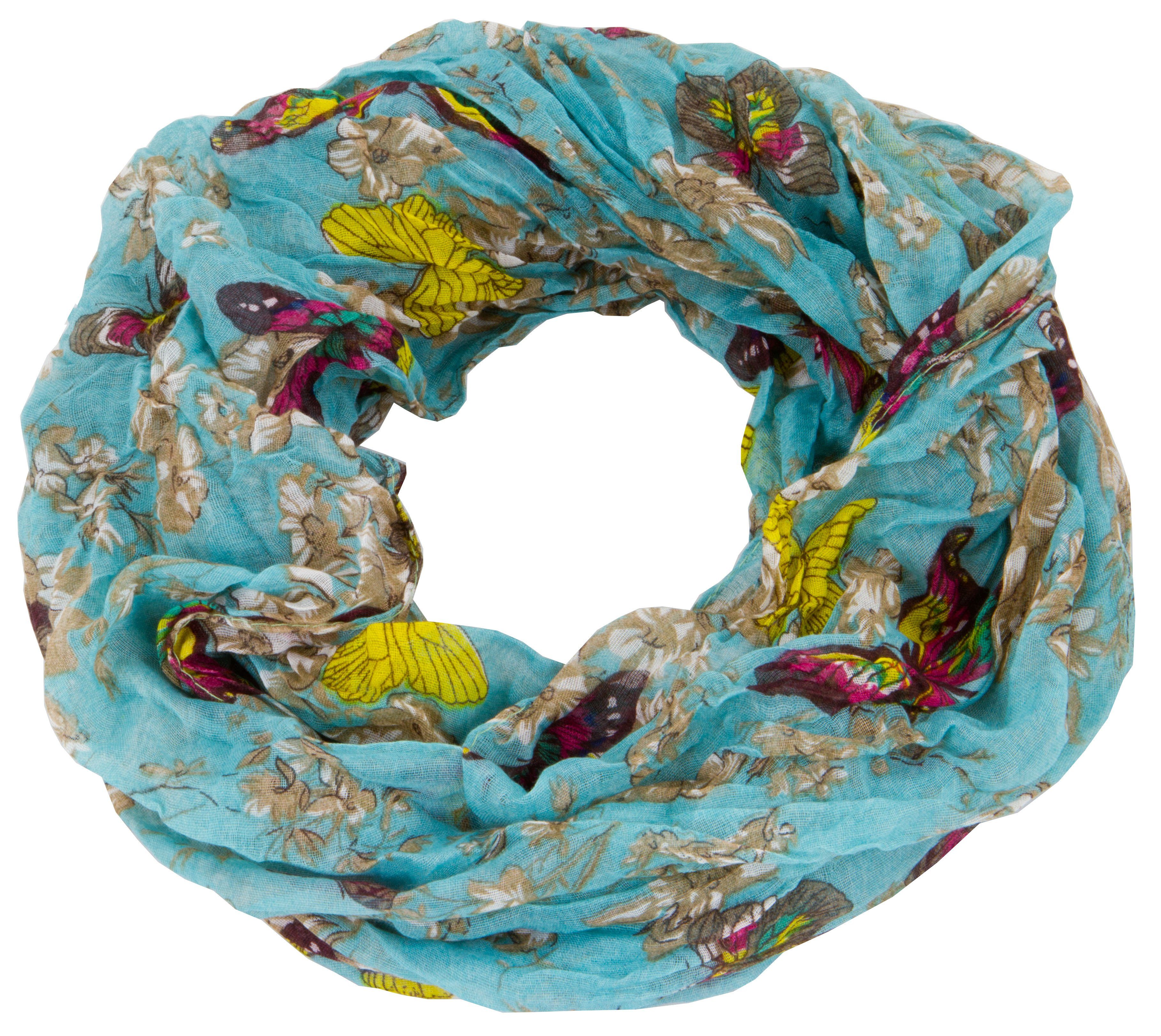 Modeschal 3999-Butterfly Loop Schal Schlauchschal mit Schmetterlinge