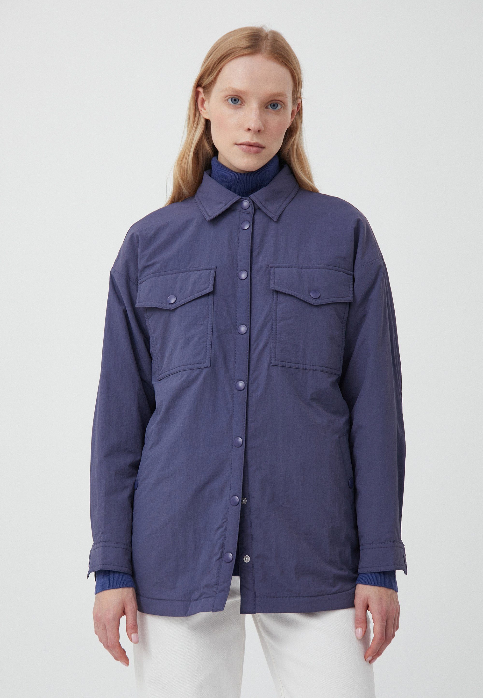 Finn Flare Outdoorjacke Hemd-Style mit Umlegekragen und Knopfverschluss
