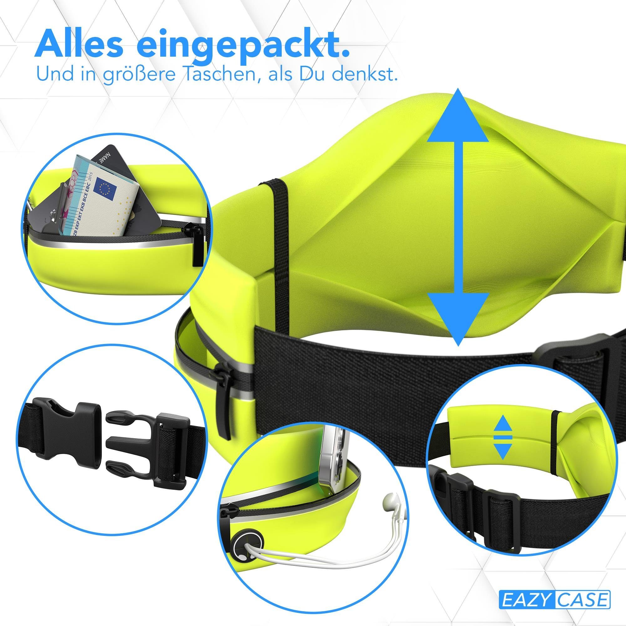 Sport Laufgürtel Universal CASE Schmal Gelb EAZY Bauchtasche