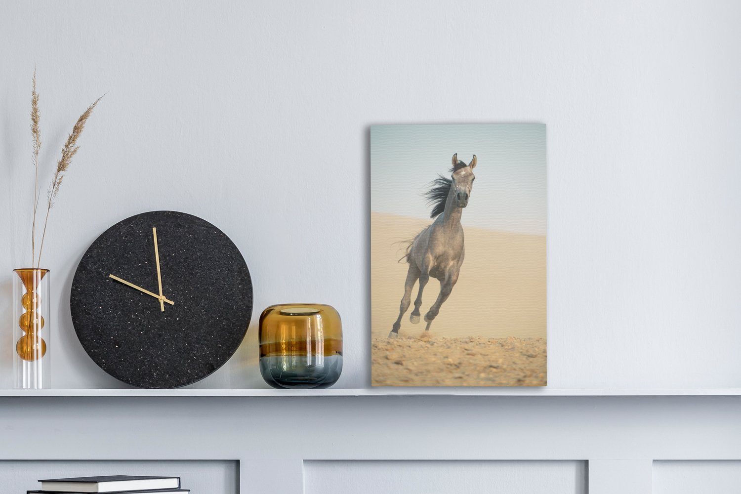 OneMillionCanvasses® Leinwandbild Pferd - (1 fertig - Leinwandbild Wüste, bespannt St), cm inkl. Sand Zackenaufhänger, Gemälde, 20x30