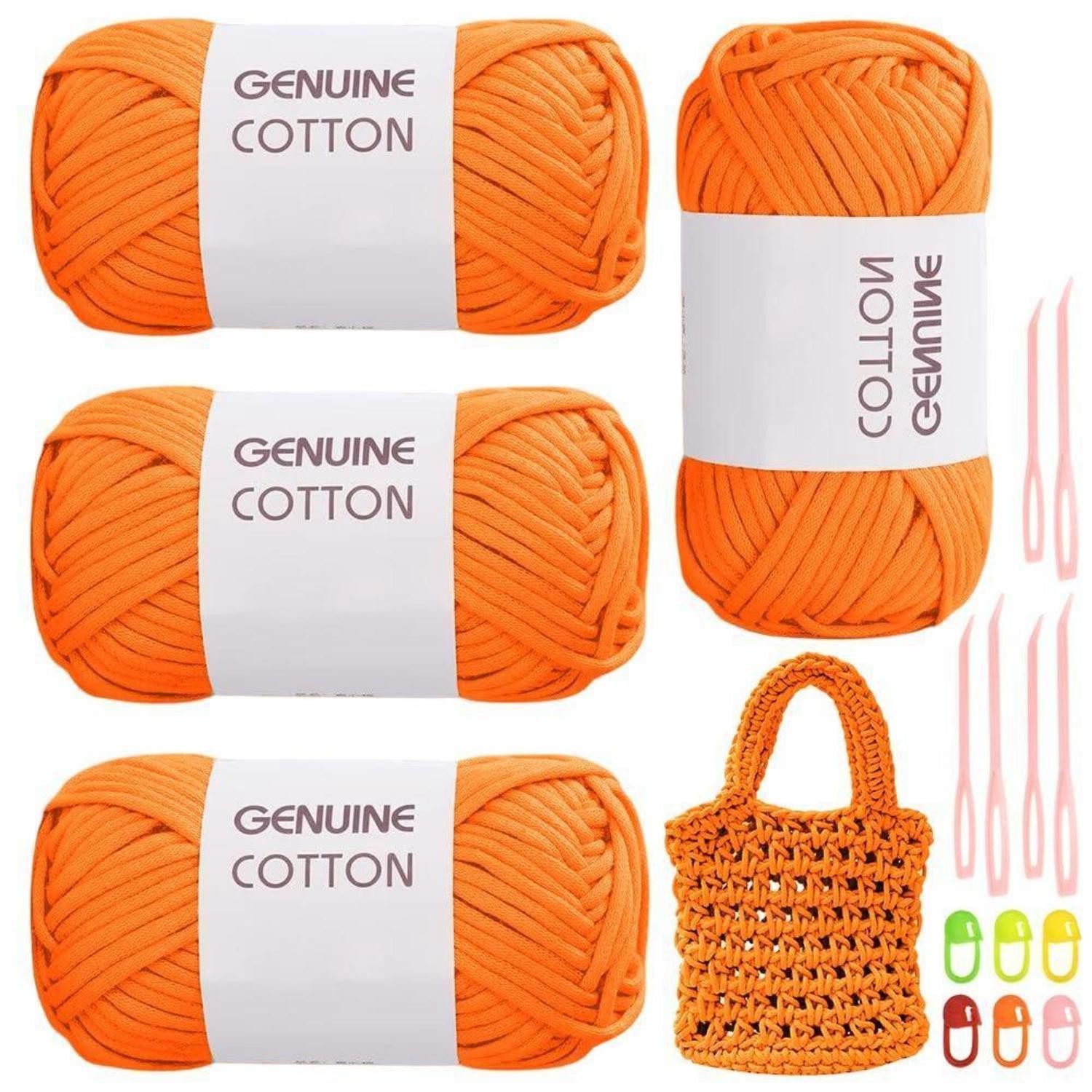 LuxusKollektion Häkelgarn Set Orange 4x50g mit Zubehör Häkelwolle, (4-St)