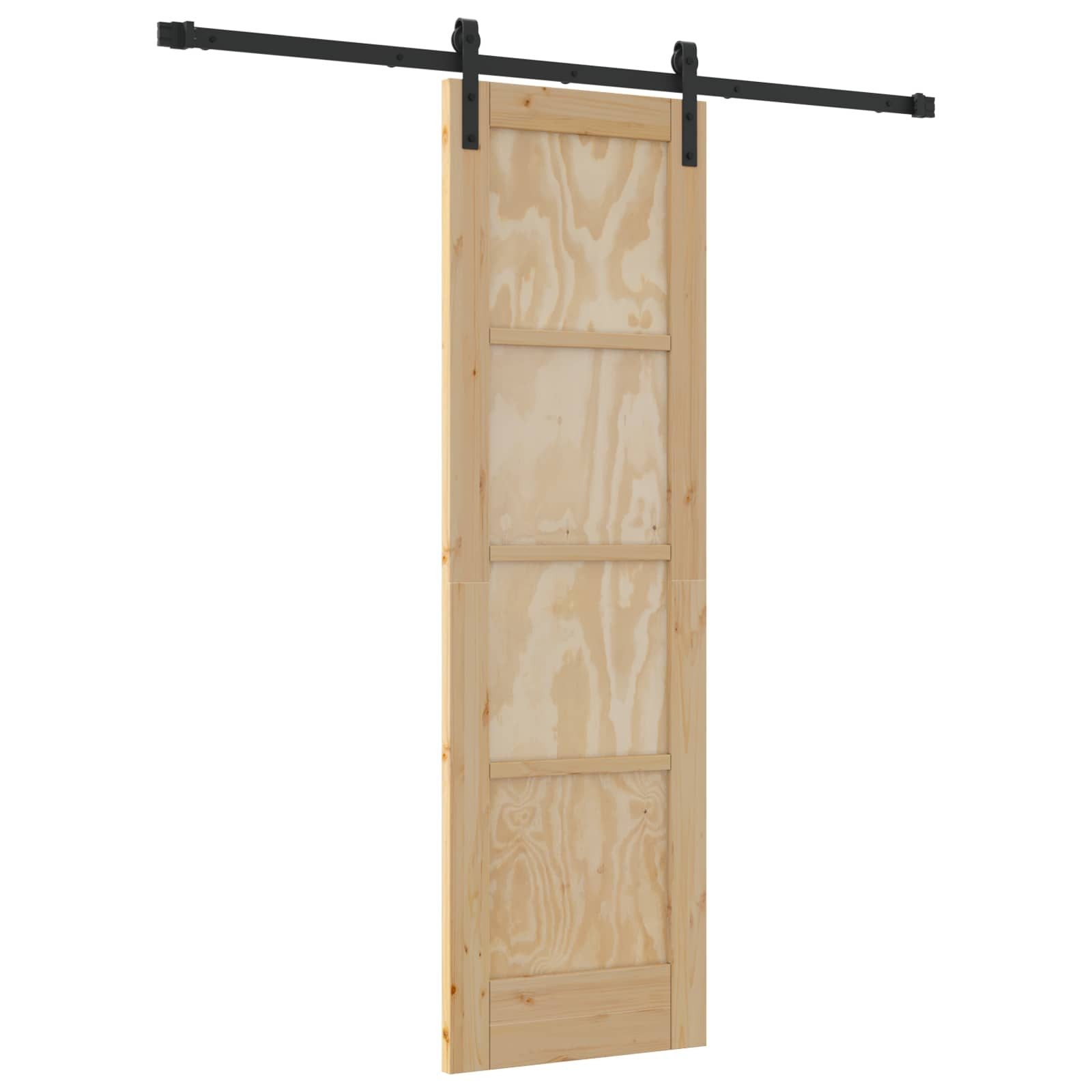 vidaXL Schiebetür Natürlich und Schwarz 61 x 198,5 cm (1-St)