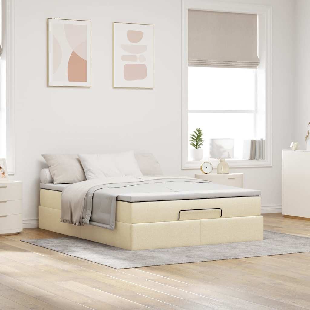 vidaXL Bett Ottoman-Bett mit Matratze Creme günstig online kaufen