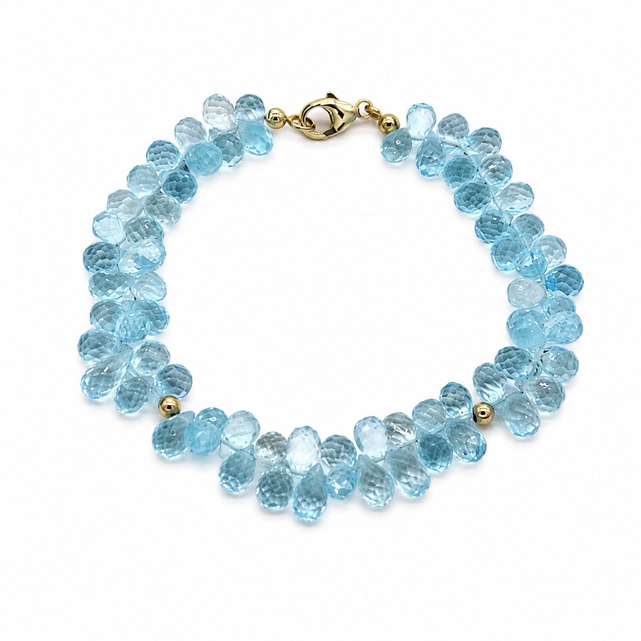 Sogni d'oro Armband "Blauschimmer" mit feinem facettiertem Blautopas in Tropfenform, Gelbgold 375