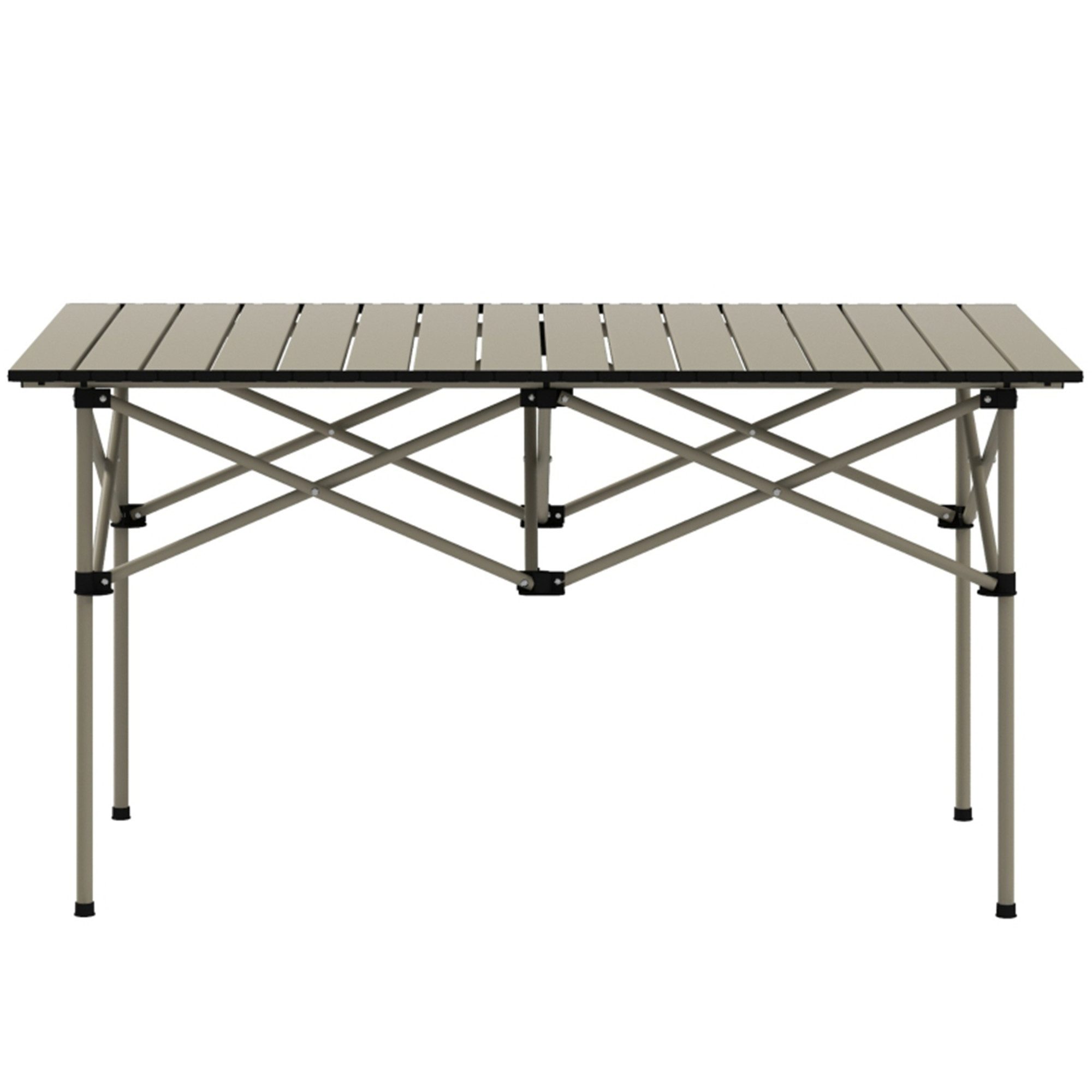 MC Star Campingtisch Klapptisch mit Aufrollbare Tischplatte X-Rahmen Gartentisch (aus Aluminium leicht 2 Personen Beistelltisch Falttisch für Garten Balkon Camping 95 x 55cm Khaki)