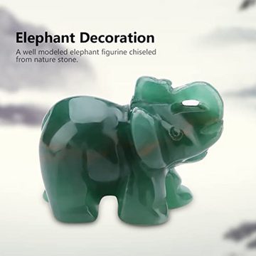 HYTIREBY Tierfigur Naturstein Elefant Figur Jade Geschnitzte Glücklicher Elefant Artware (1 St), Home Decoration Einrichtungsgegenstand 1,5 Zoll(07)