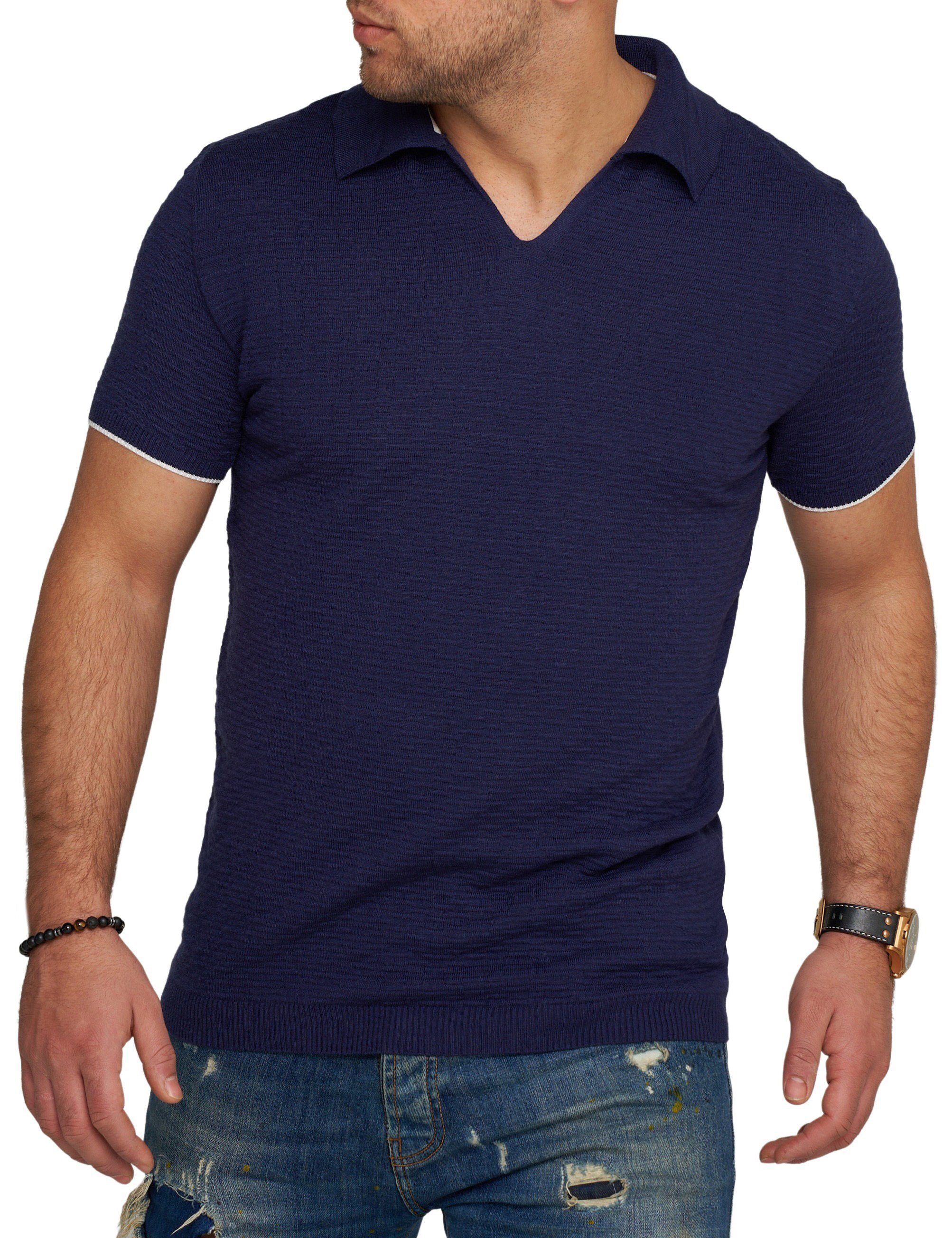 CARISMA Poloshirt CRMACEIO Strick Kurzarm Polo T-Shirt Navy