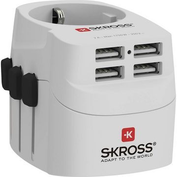 SKROSS 3-Pol Weltreiseadapter mit 4 x USB Anschlüssen Reiseadapter