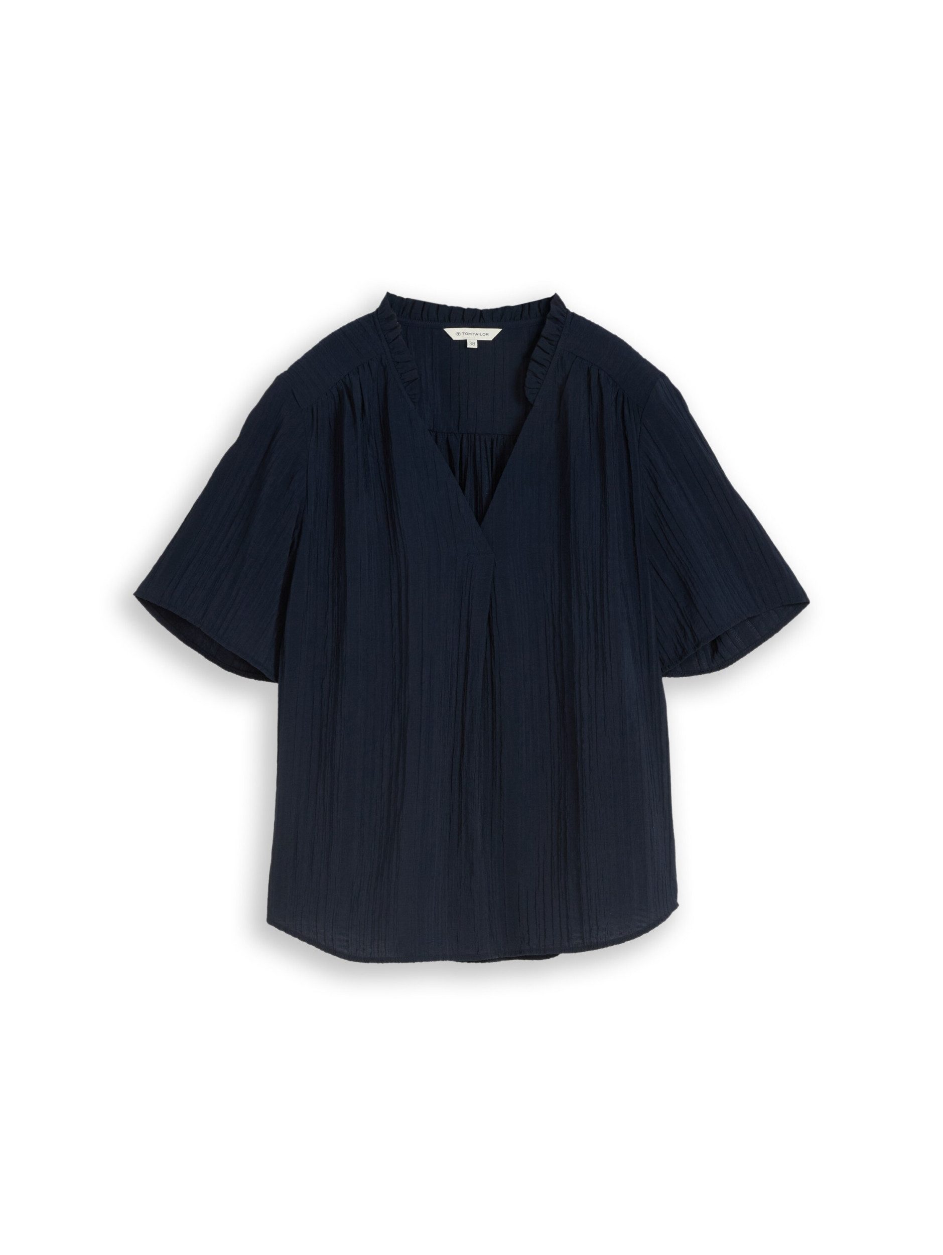TOM TAILOR Kurzarmbluse blouse crinkled with frill col
