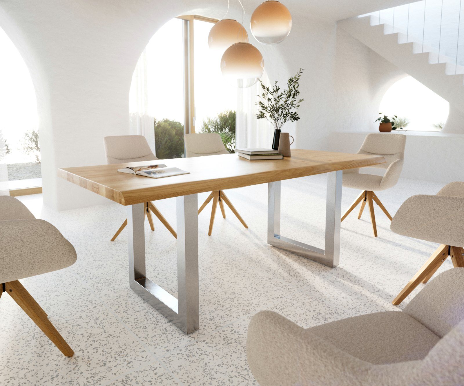 DELIFE Esstisch Edge, Eiche Natur 200x100 günstig online kaufen