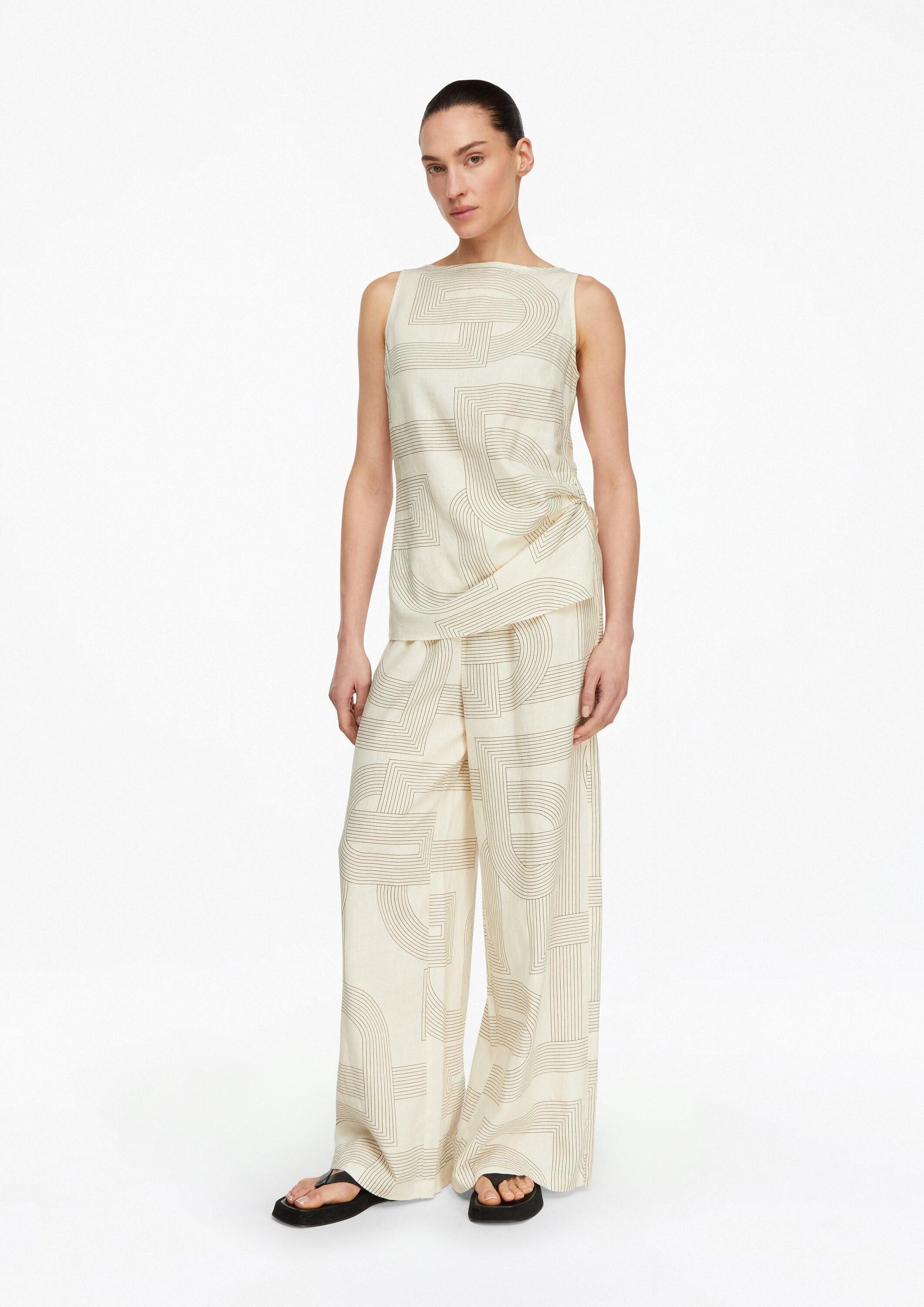 comma Chinos Hose Wide-Leg-Hose aus Leinenmix mit Seitentaschen