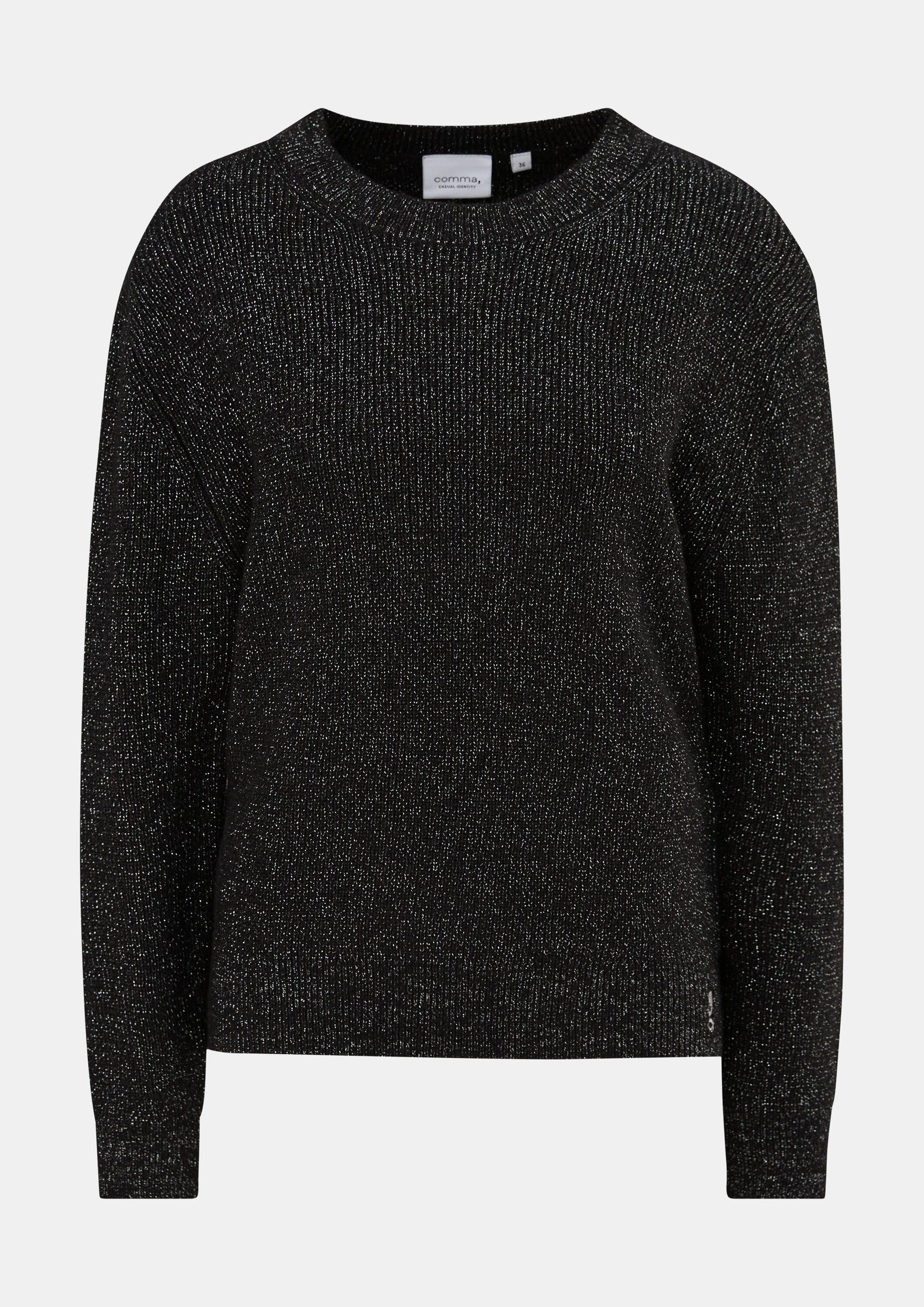 comma Longpullover Strickpullover Strickpullover mit Glitzergarn