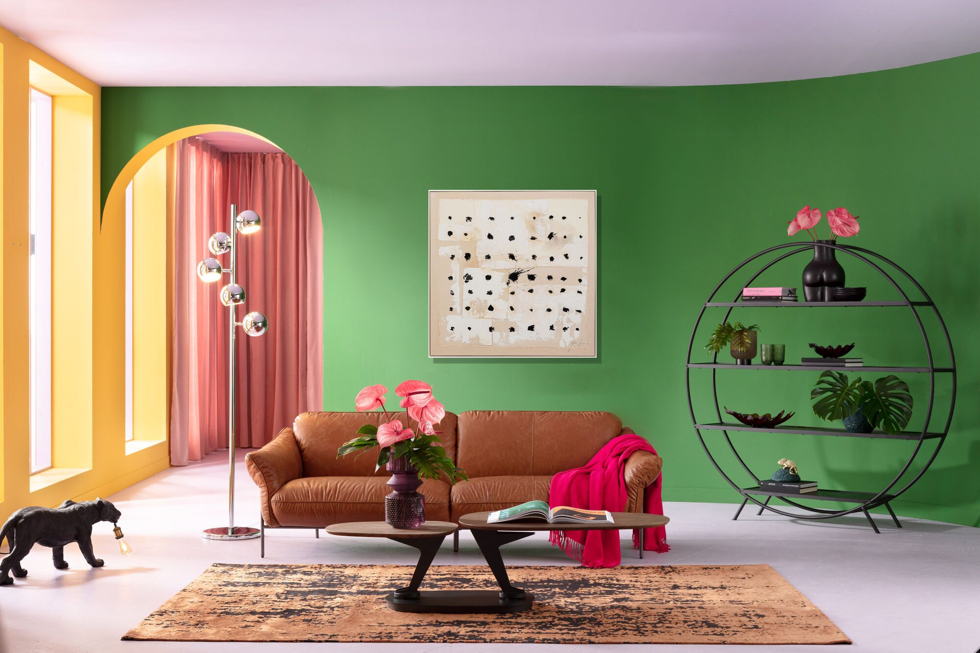 Kare Design Leinwandbild Creative Dots, Abstrakt, handgemalt, 120x120 cm