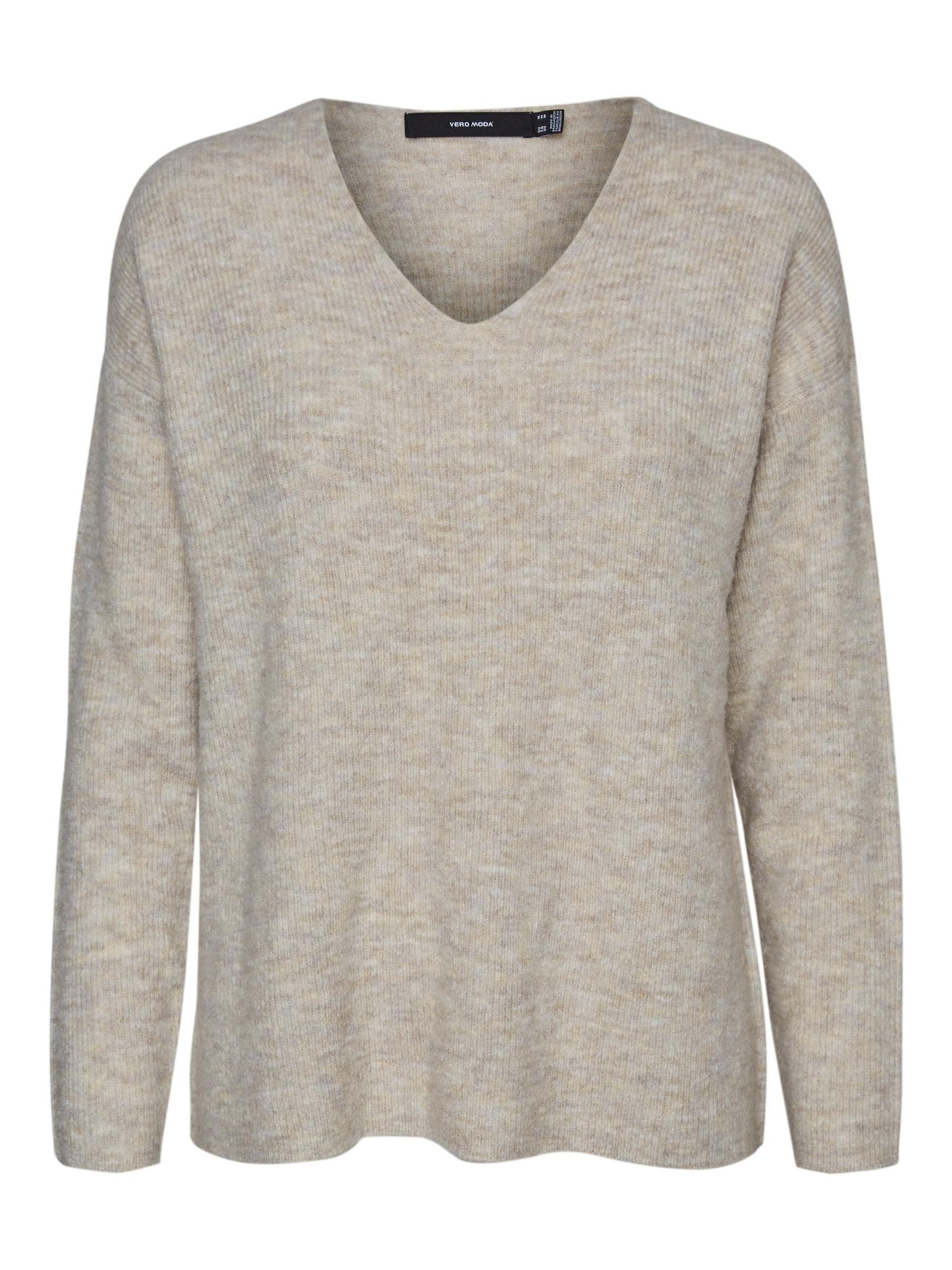 Vero Moda Strickpullover Strickpullover V-Ausschnitt Langarm VMCREWLEFILE L günstig online kaufen