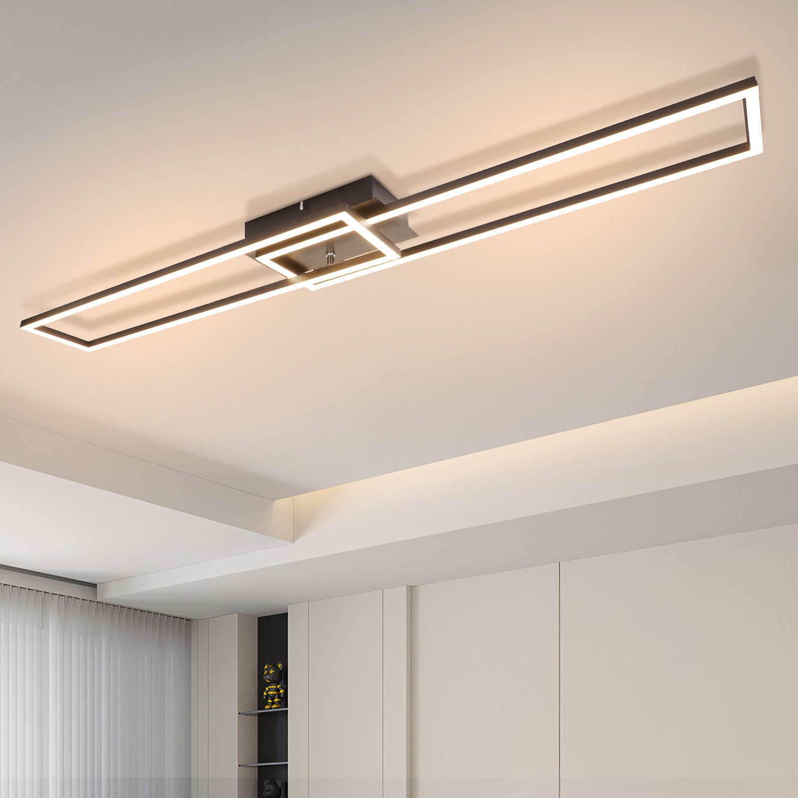 ZMH LED Deckenleuchte Wohnzimmer 2 Rahmen Modern 3000K Schwarz/Weiß 32W Dec günstig online kaufen