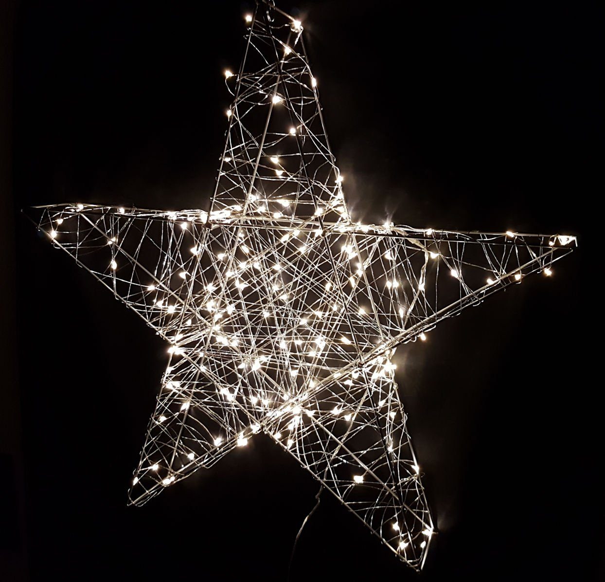 Spetebo LED Stern LED Metall Stern silber mit Timer 38 cm - 80 LED, Timer, günstig online kaufen