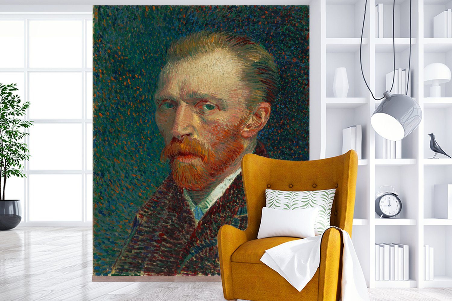 Fototapete MuchoWow Matt, Schlafzimmer Gogh, bedruckt, Wohnzimmer - (3 für Vincent Küche, Vliestapete Fototapete Selbstporträt St), van