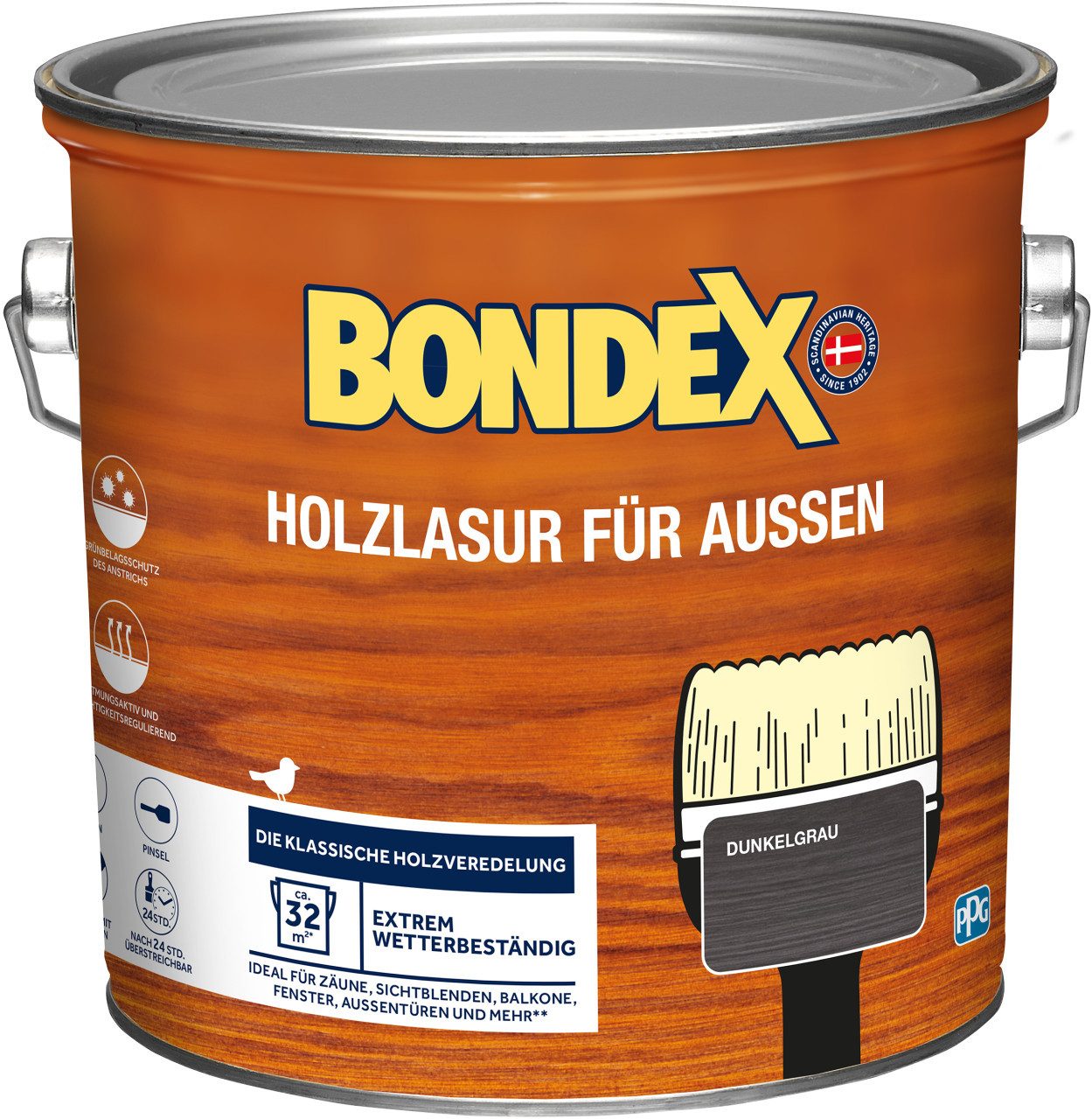 Lasur Bondex Holzlasur für Außen 2,5 L dunkelgrau