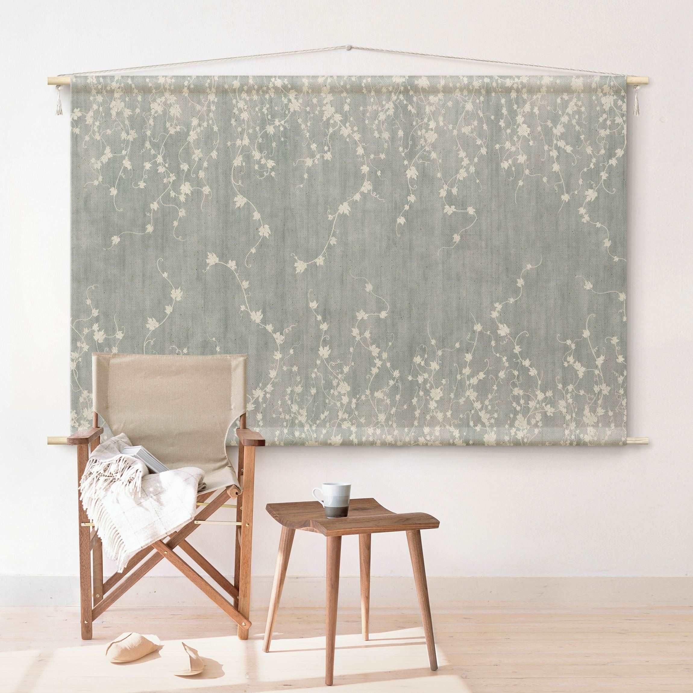 Bilderdepot24 Wandteppich modern Vintage Botanik grau, rechteckig, Höhe: 2.6 mm, großes Wandbild aus Natur-Baumwolle Wandbehang Stoffbild Tuch Wollseil