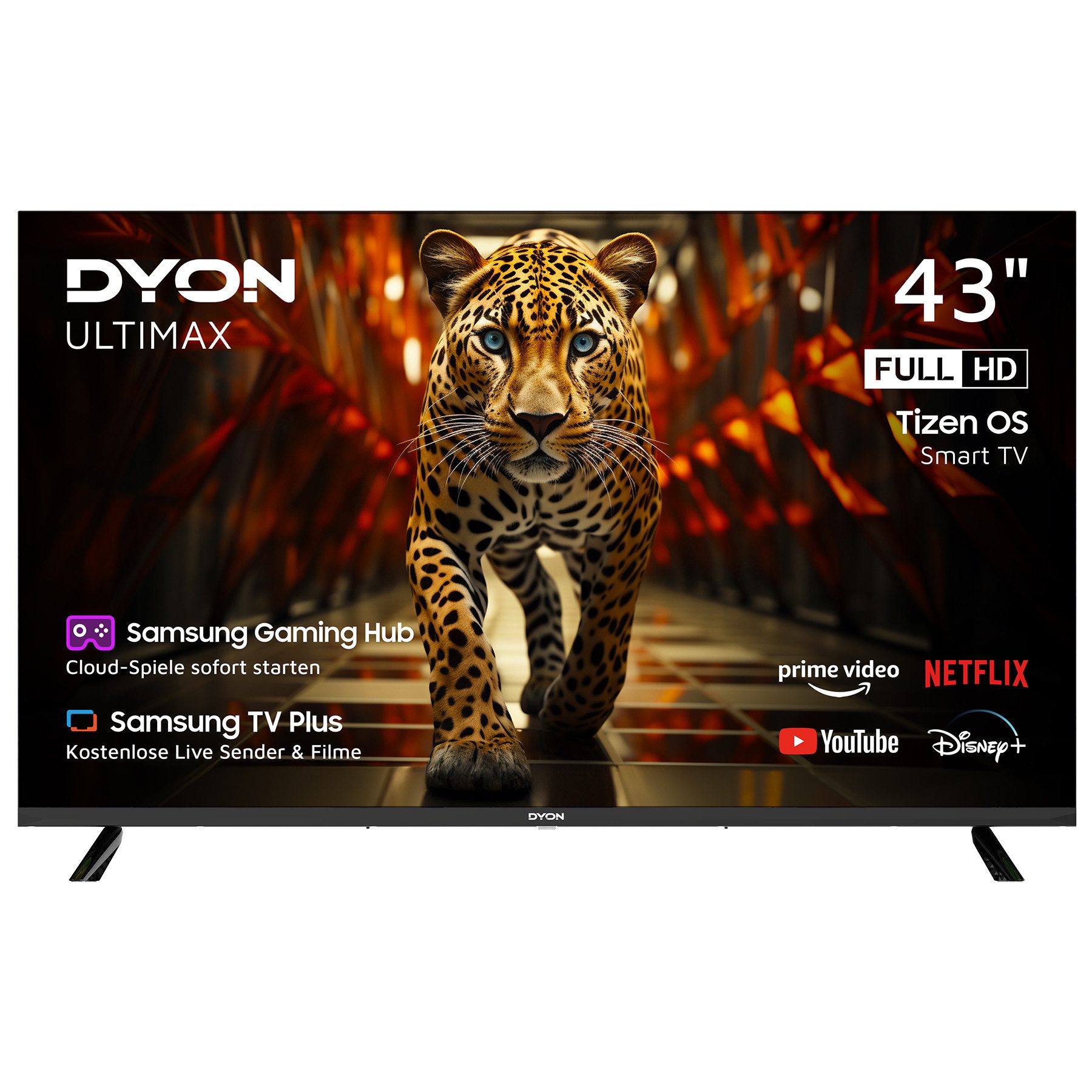 Dyon Ultimax 43F-TI LED-Fernseher (108 cm/43 Zoll, Full HD, Smart-TV, 43" Full HD Smart-TV, Samsung TV Plus, Gaming Hub, CI+, Tuner)