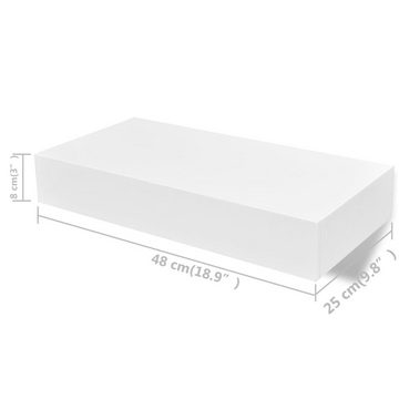 furnicato Wandregal Hängeregal mit Schubladen 2 Stk. Weiß 48 cm