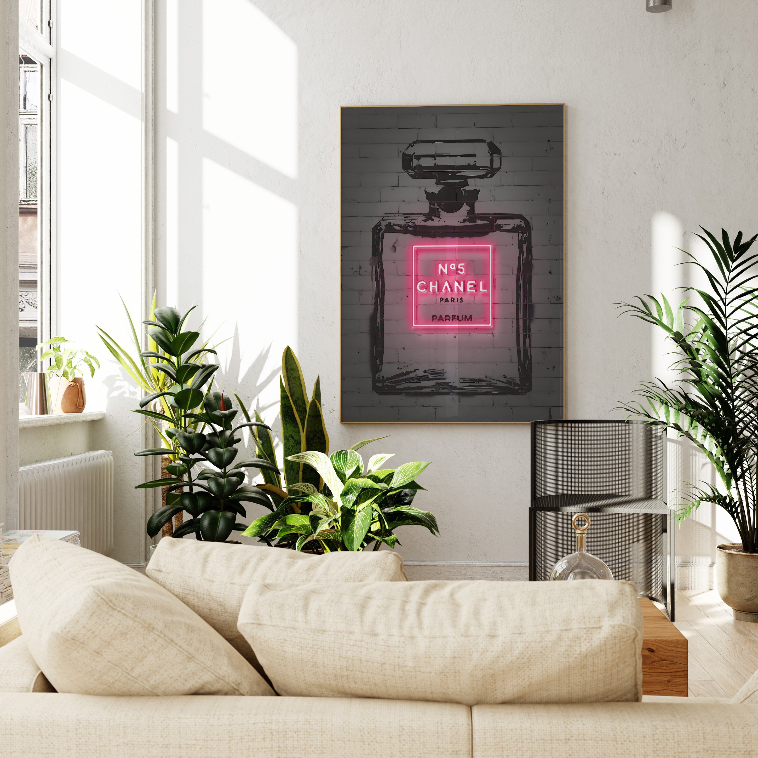 Chanel Effekt Neon JUSTGOODMOOD Poster Premium ® Poster No.5 · ohne Rahmen ·