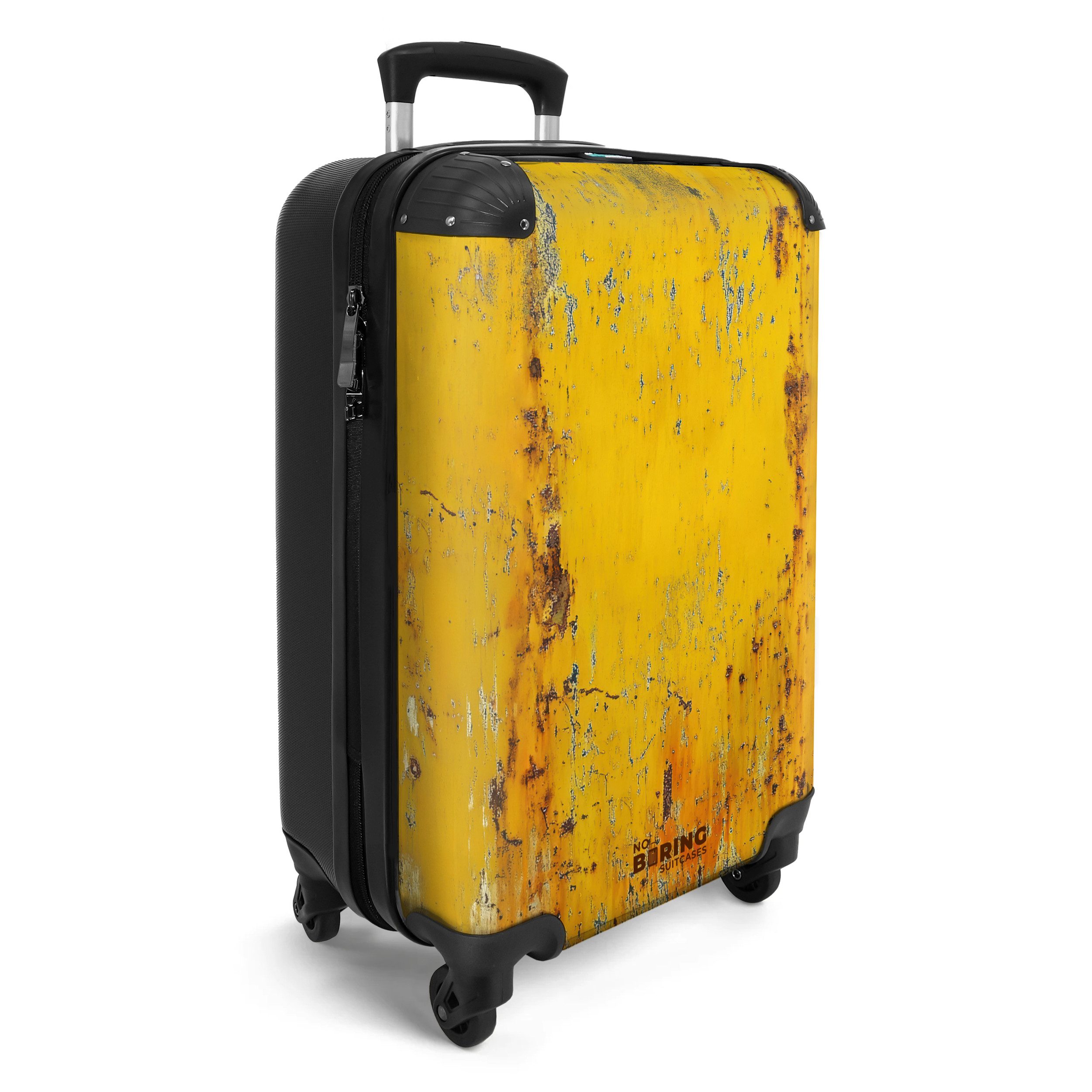 NoBoringSuitcases.com© Hartschalen-Trolley Abgeblätterter gelber metallisch günstig online kaufen