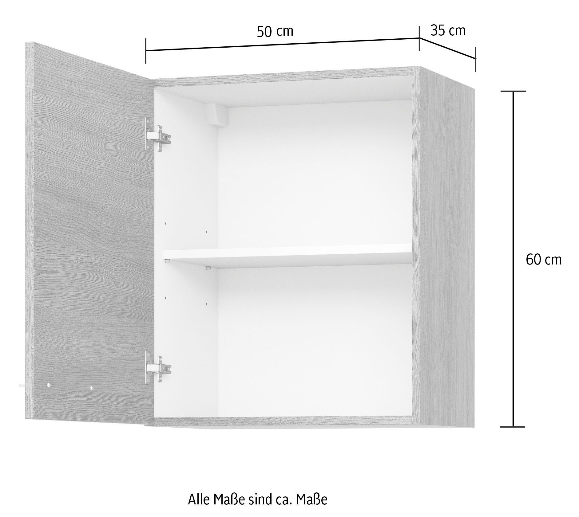 Express Küchen Hängeschrank Trea inklusive Höhe Einlegeboden, eiche Breite O50-60 cm, 60 astig | eiche 50 cm astig