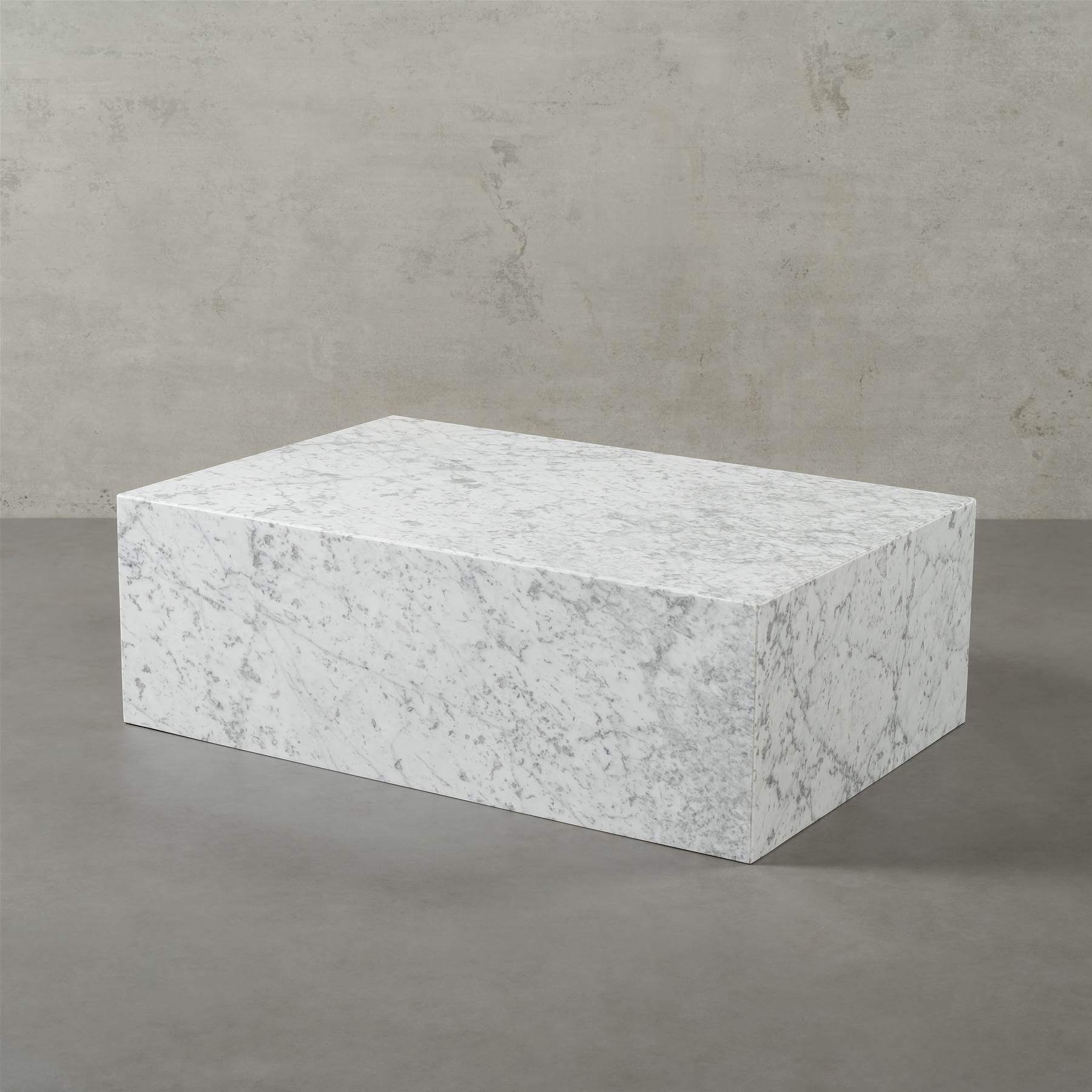 MAGNA Atelier Couchtisch ASPEN mit ECHTEM MARMOR, Wohnzimmer Tisch eckig, Naturstein, 90x60x30cm Bianco Carrara
