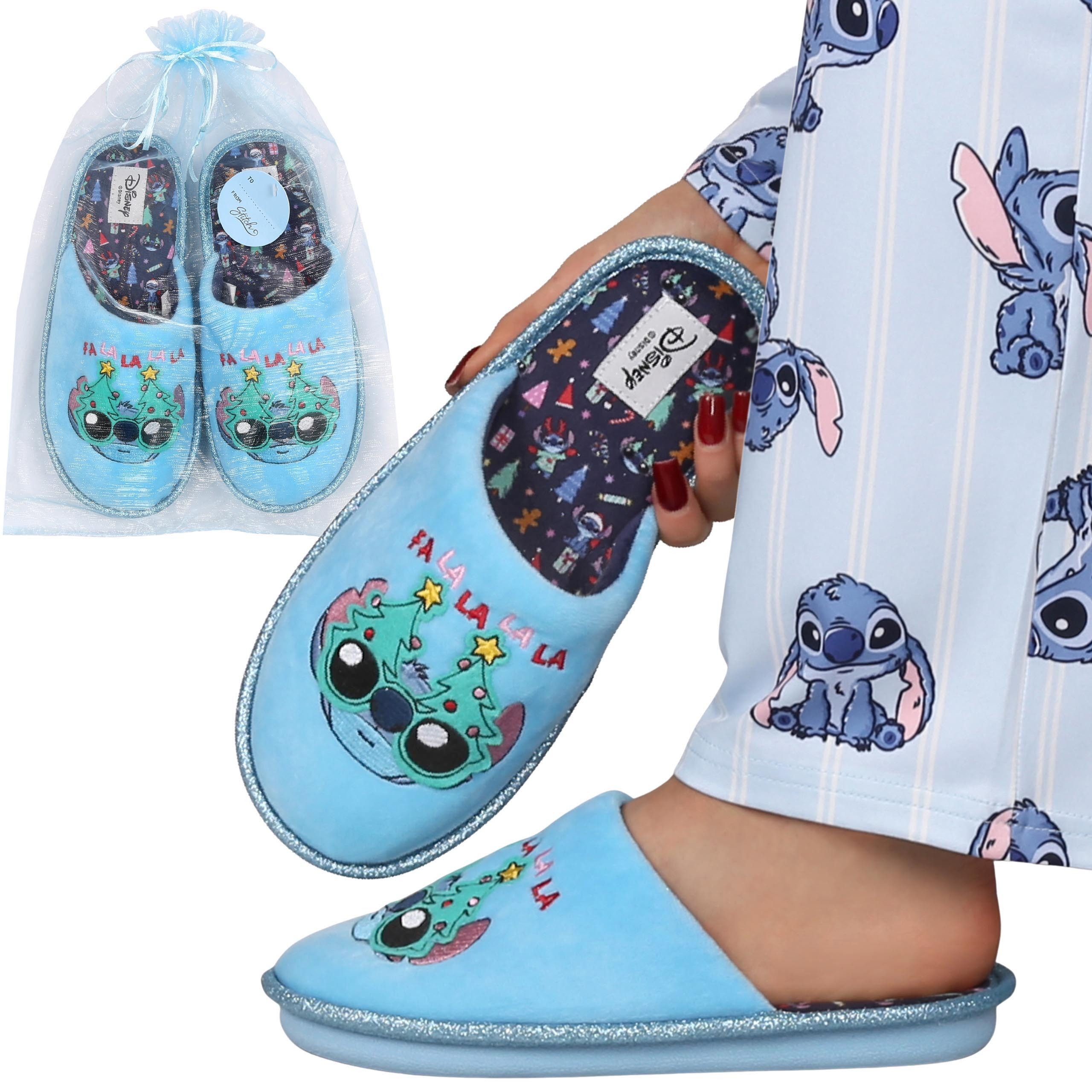 DISNEY Stitch rutschfeste Damen-Hausschuhe + Geschenksack Hausschuh