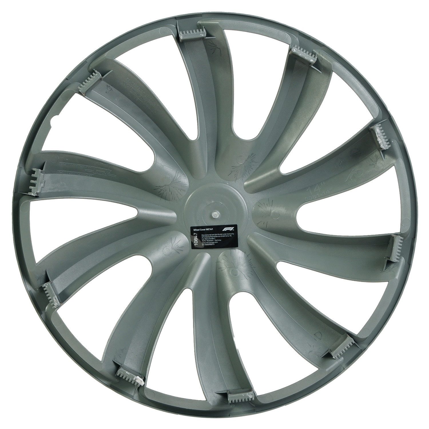 Formula 1 Wheel Trim Set 14 inch WC141 Silver/Black, 14 in inch, (Set, 4-pcs) Design 4x Wheel Trim Covers Two-tone Universal R14 14"