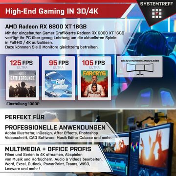 SYSTEMTREFF Gaming-PC (AMD Ryzen 5 7600X, Radeon RX 6800 XT, 32 GB RAM, 1000 GB SSD, Luftkühlung, Windows 11, WLAN)