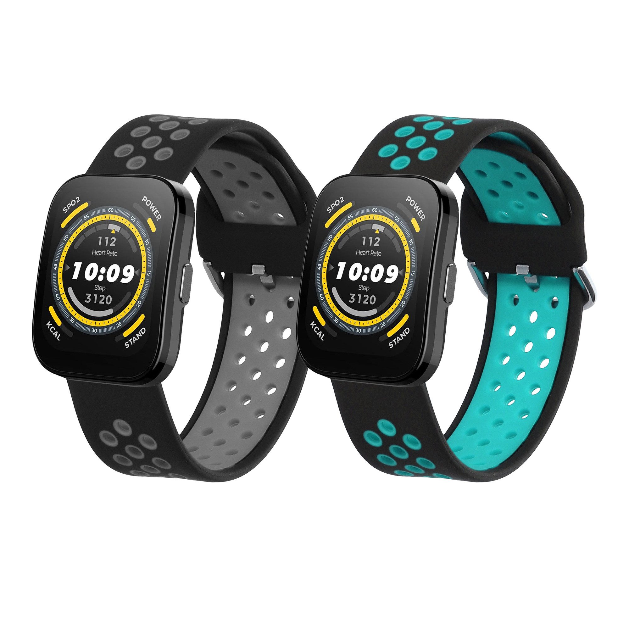 kwmobile 2x Uhrenarmband für Huami 22mm Amazfit Bip 6 / Bip 5 Unity / Bip 5 / Smartwatch, 2-tlg., Fitnesstracker Band Set aus TPU Silikon - Ersatzarmband Smartwatch