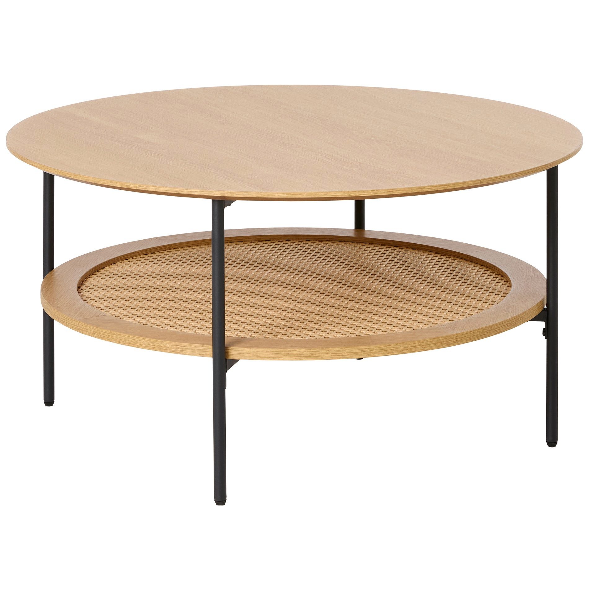 Selsey Couchtisch MOGEST, Runder Couchtisch mit Ablage, Eichenoptik, Ø 80 cm