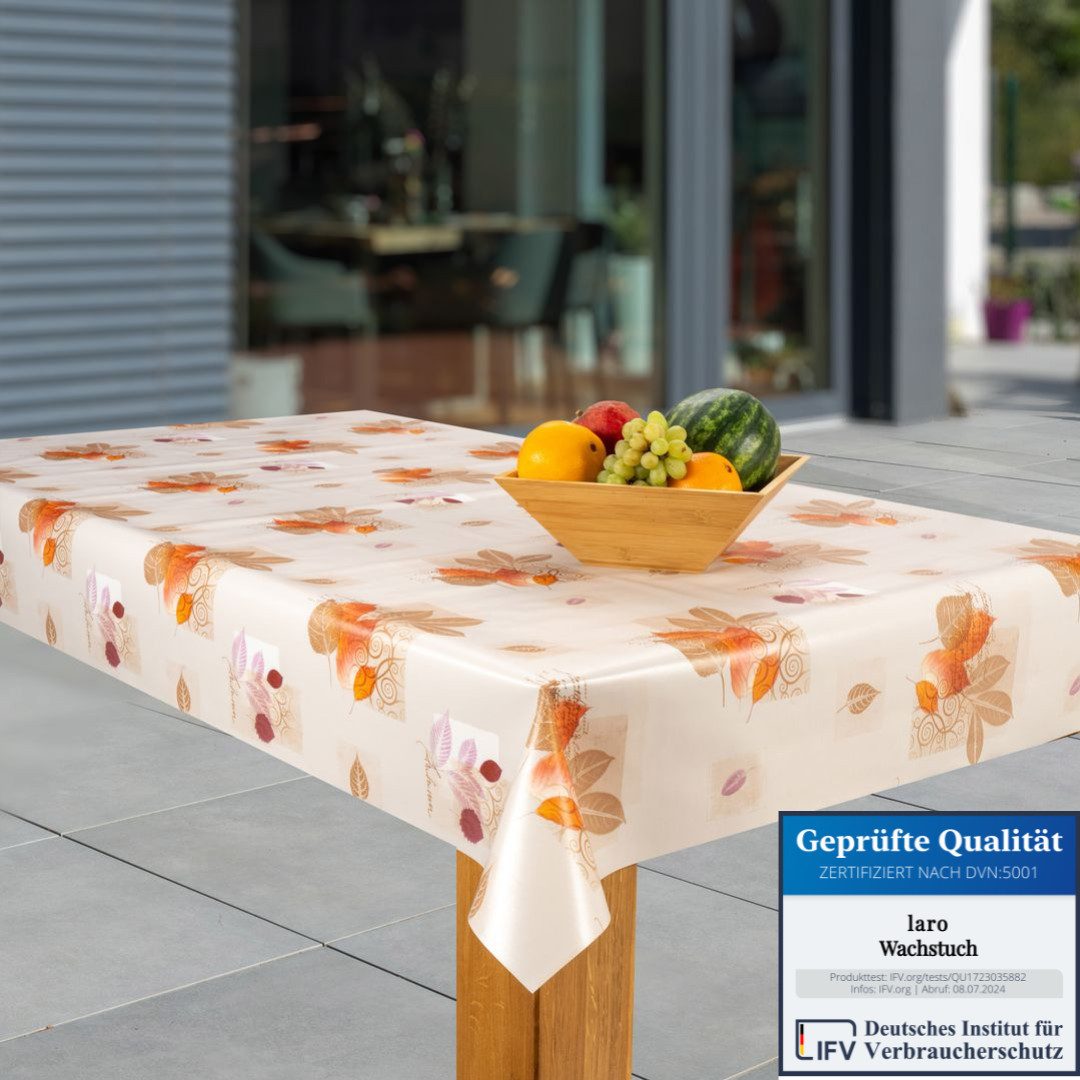 laro Tischdecke Wachstuch-Tischdecken Abwaschbar Herbstblätter braun – rech günstig online kaufen
