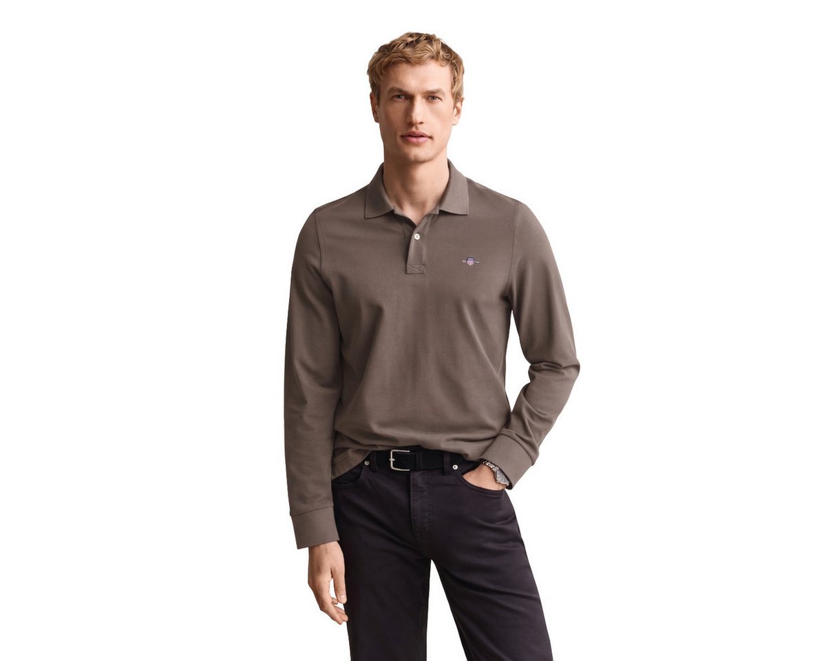 Gant Langarmshirt 2230 Herren Langarmshirt Shield Piqué Rugger aus Baumwolle