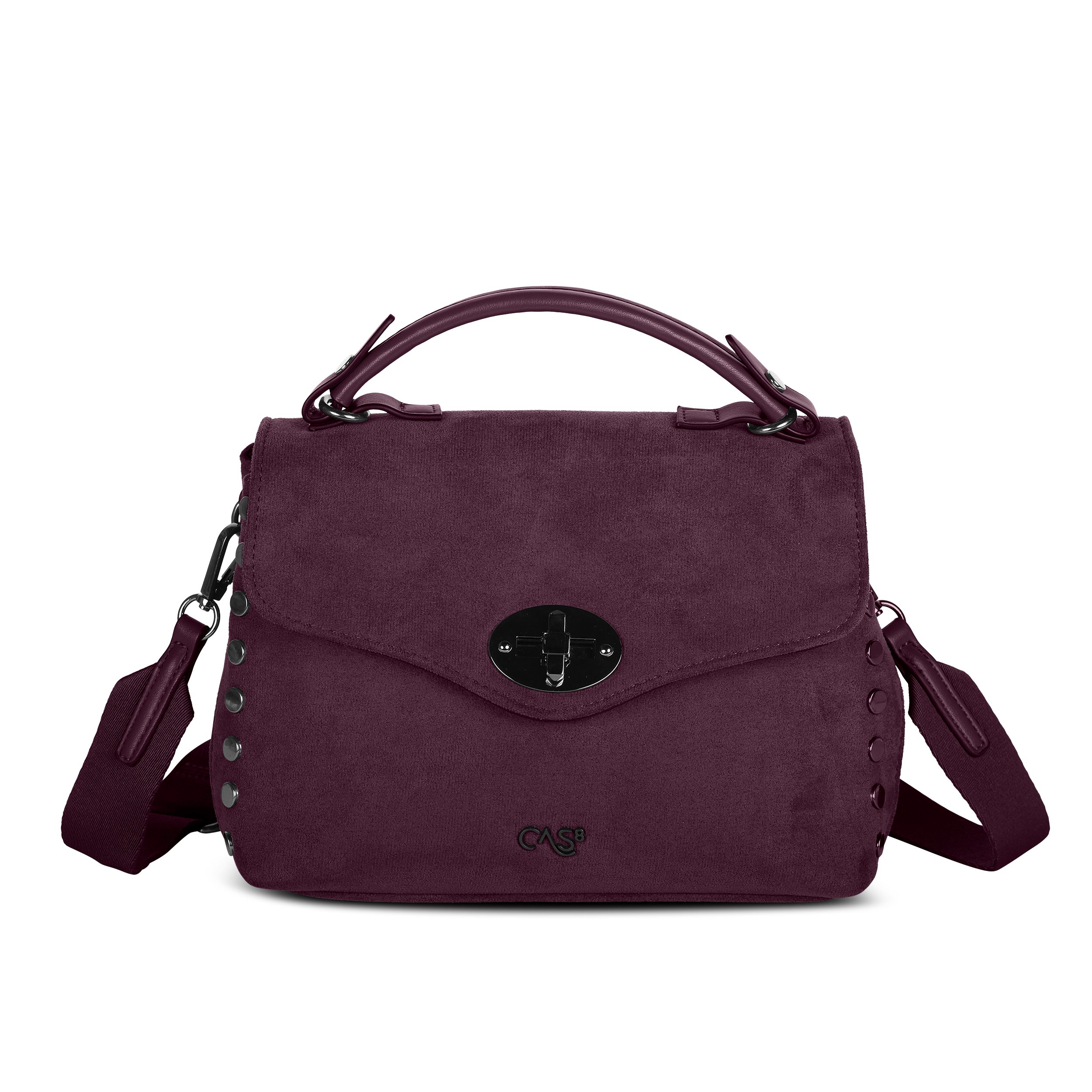 Handtasche Rike 35200 von Cas8 aus weichem, veganem Suede und 2 Hauptfächern