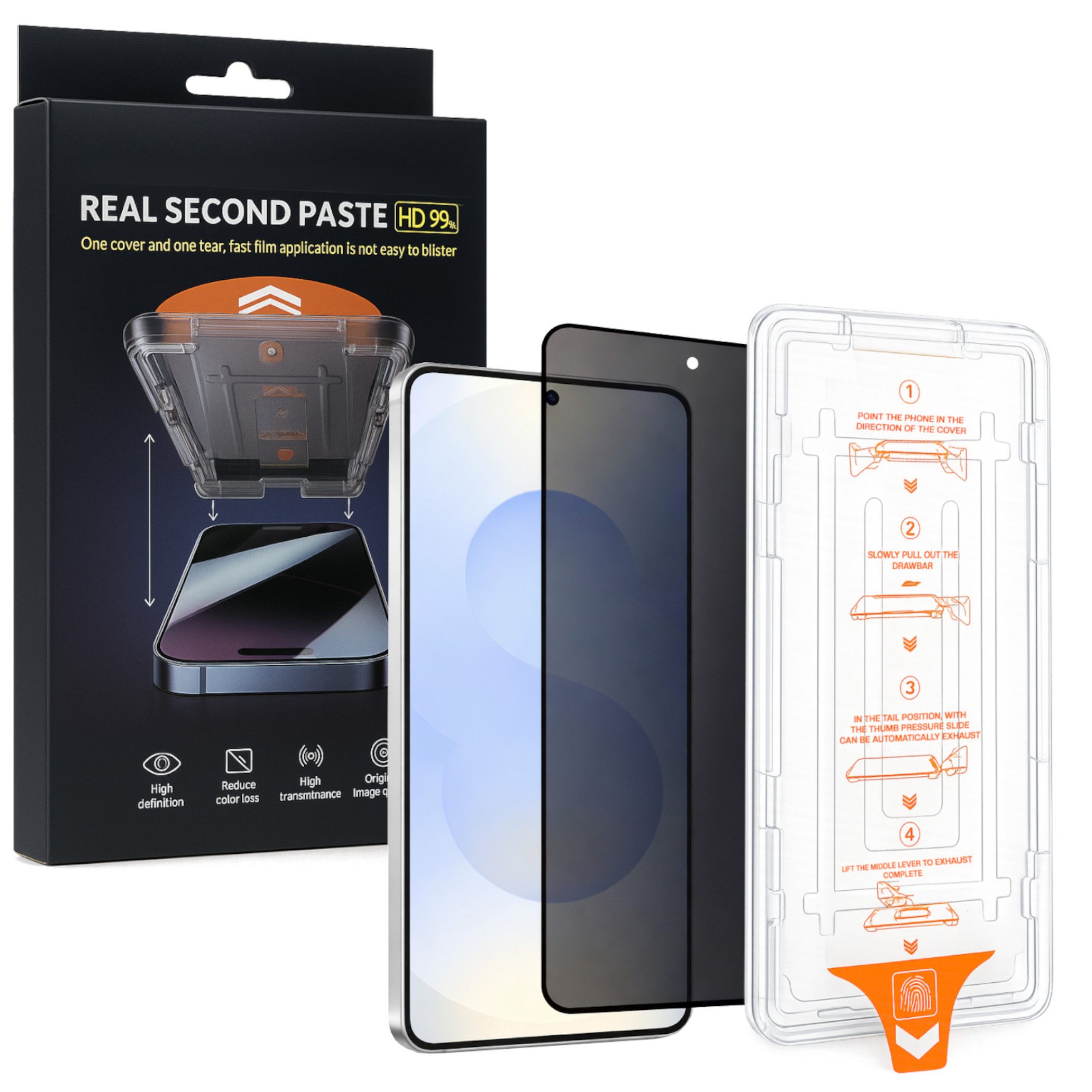 Wigento Handyhülle Für Samsung Galaxy S26 5G SnapFit Privacy Glas mit Installationshilfe, Blickschutz, 9H Härte, kratzfest, stoßfest, Installationshilfe