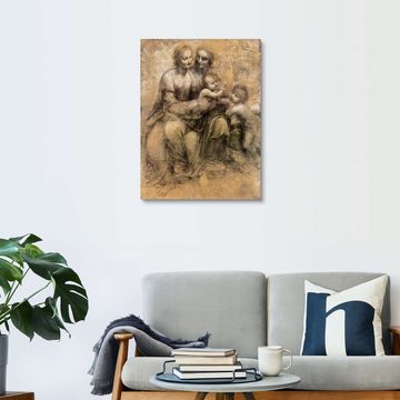 Posterlounge Holzbild Leonardo da Vinci, Jungfrau und Kind mit St. Anna, Illustration