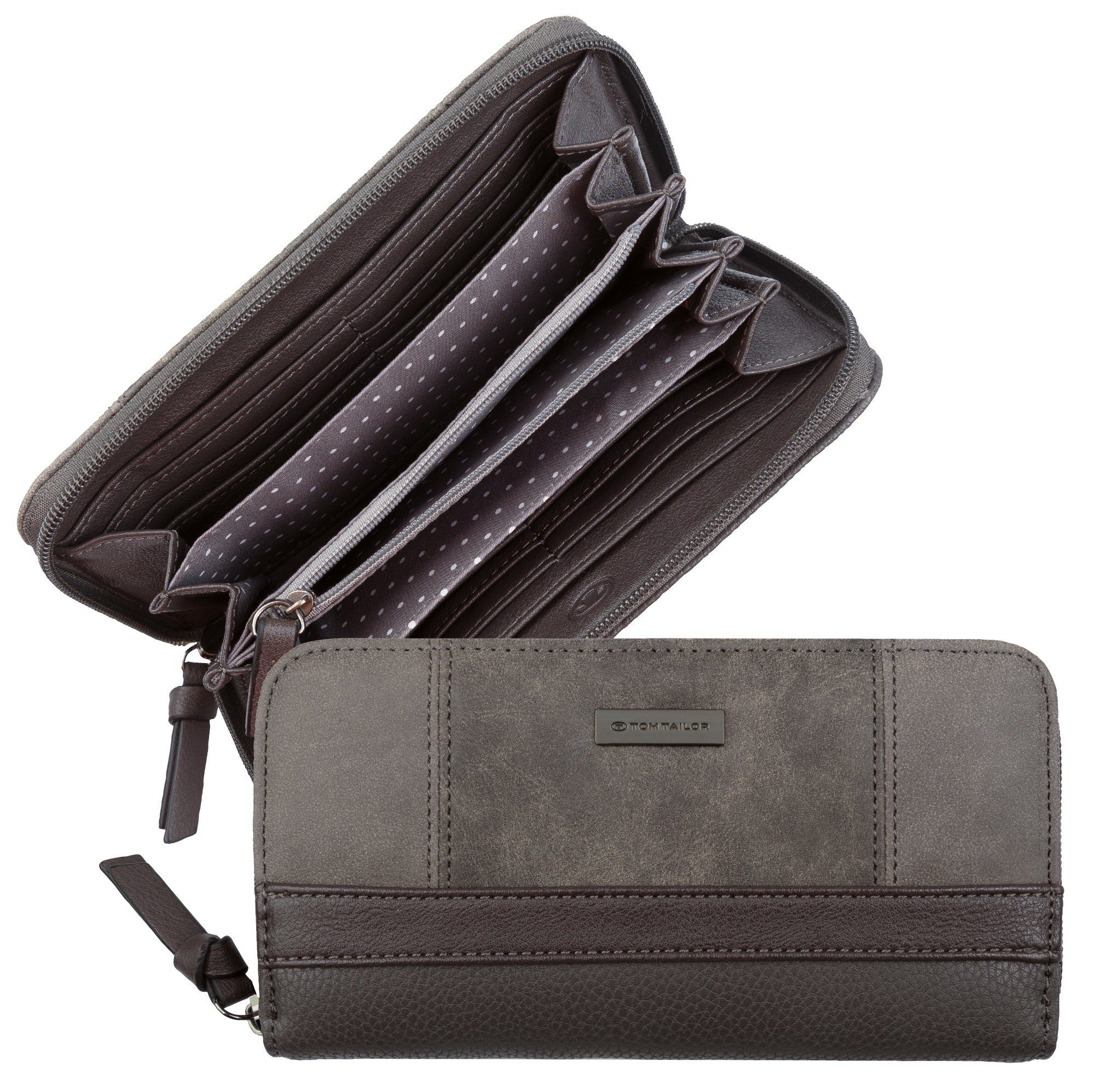 TOM TAILOR Geldbörse Juna, aus soft genarbtem ledrigen Material mit glänzenden Metall-Accessoires